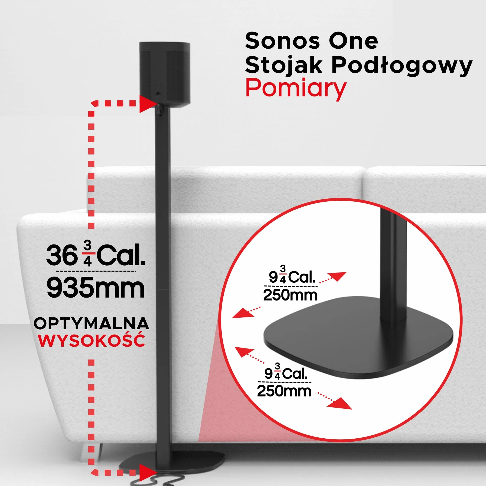 ERA100 Stojak na Podłogę Czarny 2szt Kompatybilny z Sonos One Play:1 One Gen 2 One SL ERA 100 Sound Bass UK Zestaw podwójny