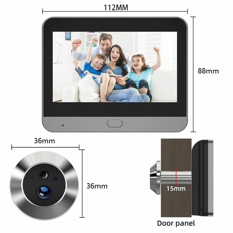 Cyfrowa kamera do monitorowania drzwi z ekranem 4,3 cala 1080P inteligentna wizjer WiFi połączona wykrywanie ruchu dla domu