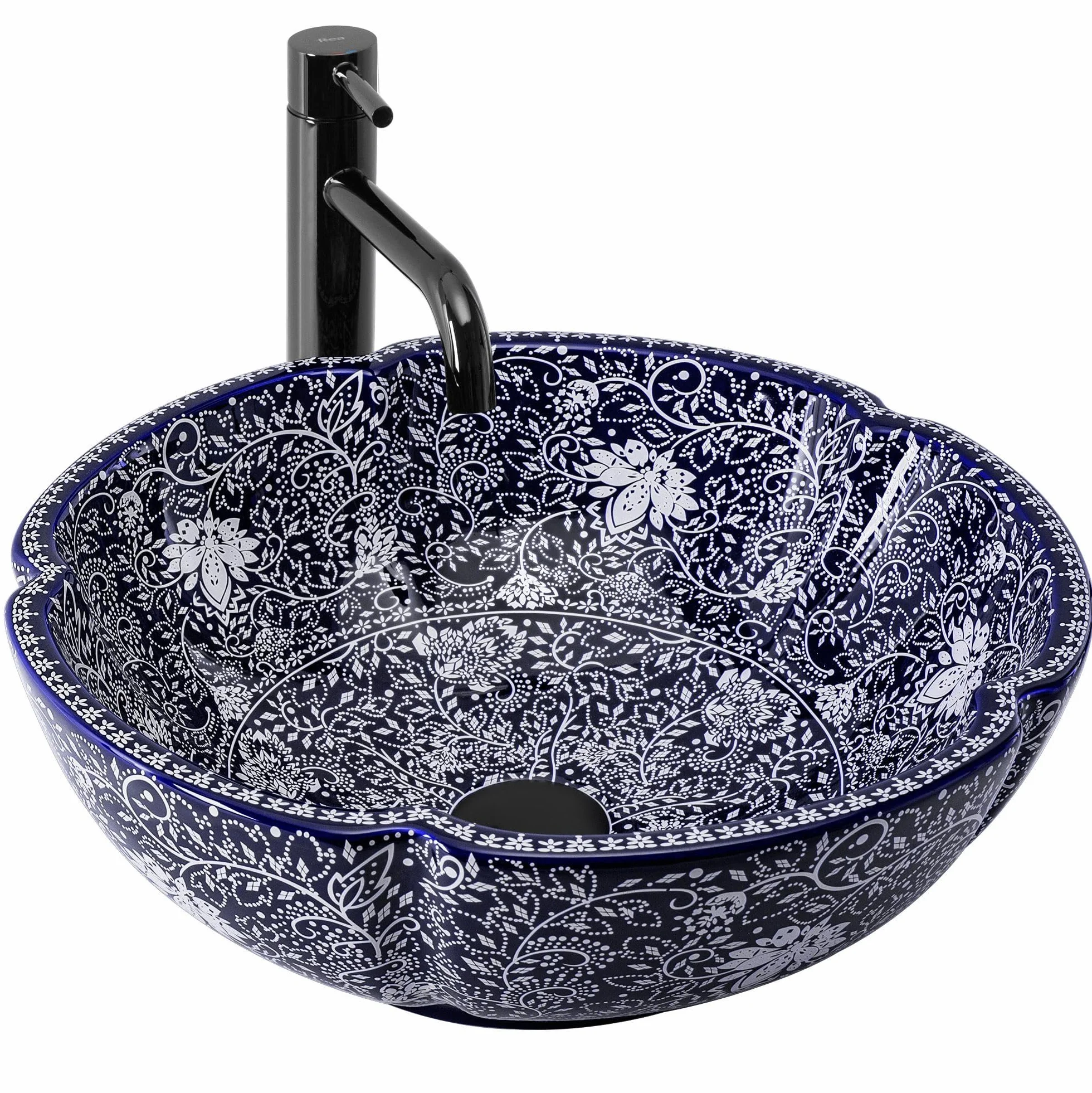 Rea, Ceramiczna Umywalka Nablatowa Sevilla, Niebieska, 42,5 X 42,5 X 15 Cm