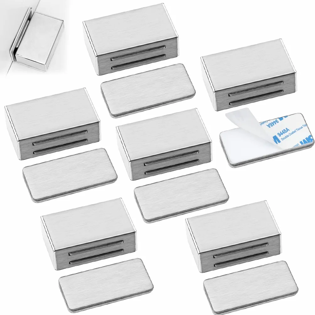 Zatrzaski magnetyczne, mocne, 6 sztuk, magnes do drzwi, samoprzylepny, magnetyczne zamknięcie na drzwi szafy, mocne zamki magnetyczne do szuflad, magnesy do mebli szafkowych, magnesy do szafek