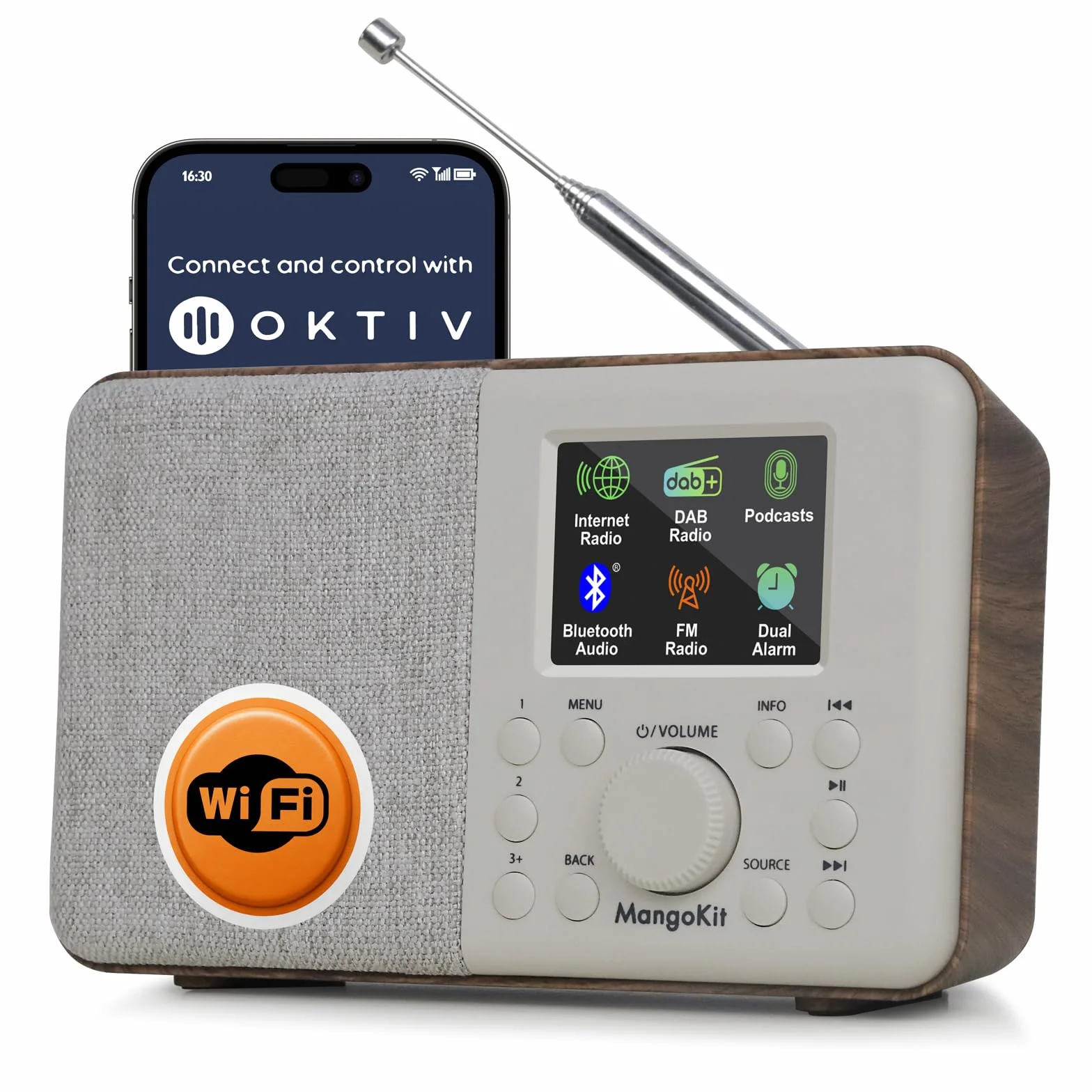 SR10 radio internetowe Smart DAB+ Bluetooth FM kolorowy wyświetlacz podwójny alarm
