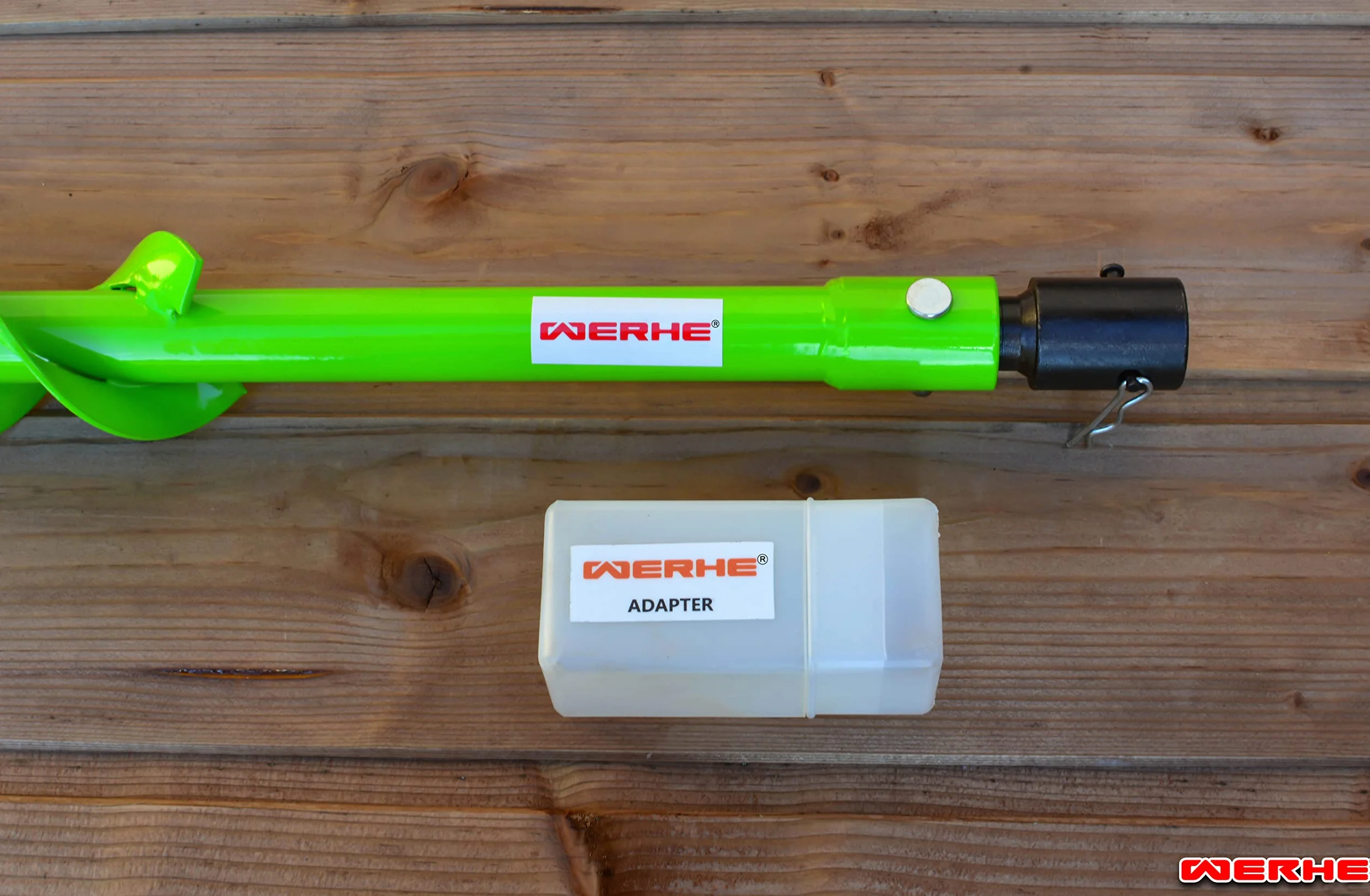 WERHE świder ziemny Ø 60 mm, podwójna spirala | adapter ze szybkiego zamknięcia, wytrzymały grot stalowy, wysoka stabilność, długa żywotność, do lekkich do gleb średnich