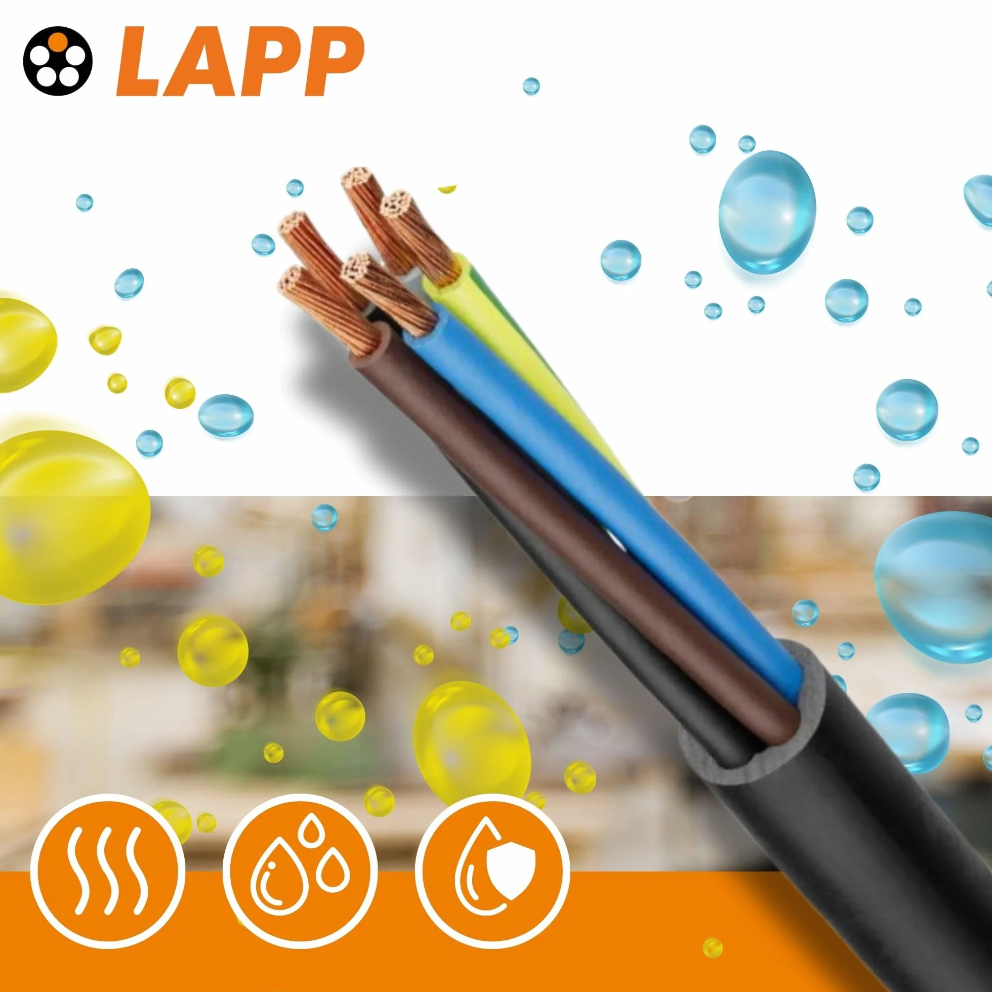 Lapp 10m Kabel Gumowy H07RN-F 7G1,5 - Elastyczny Przewód Zasilający | Przewód przyłączeniowy odporny na UV i olej, 7x1,5 mm², do użytku na zewnątrz, budowy oraz maszyn, trudnopalny