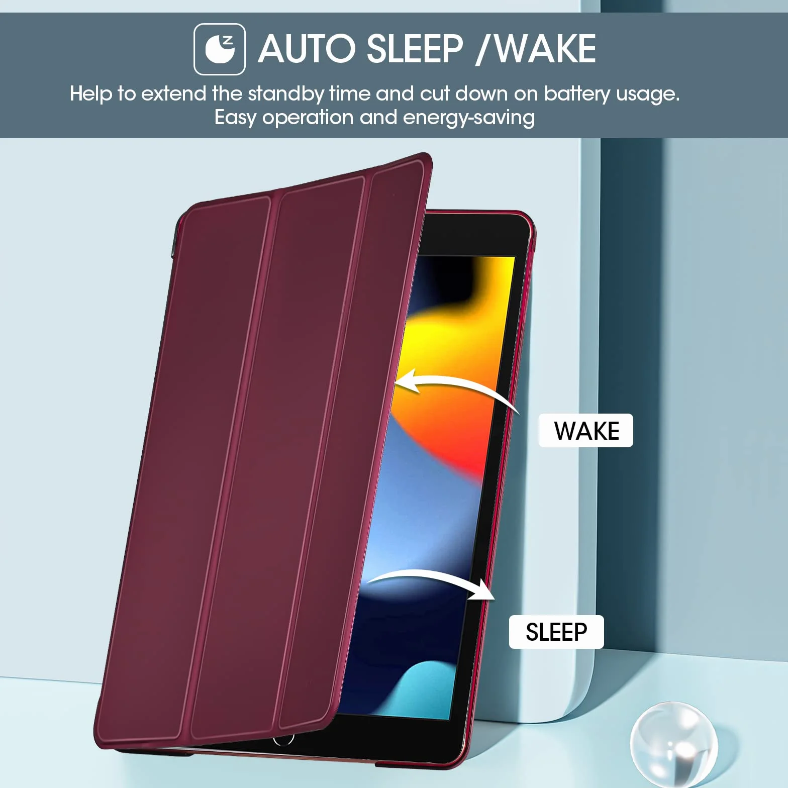 ProCase Etui ochronne Smart Case na iPad 9/8/7 generacji 10,2 cala 2021/2020/2019 - wino