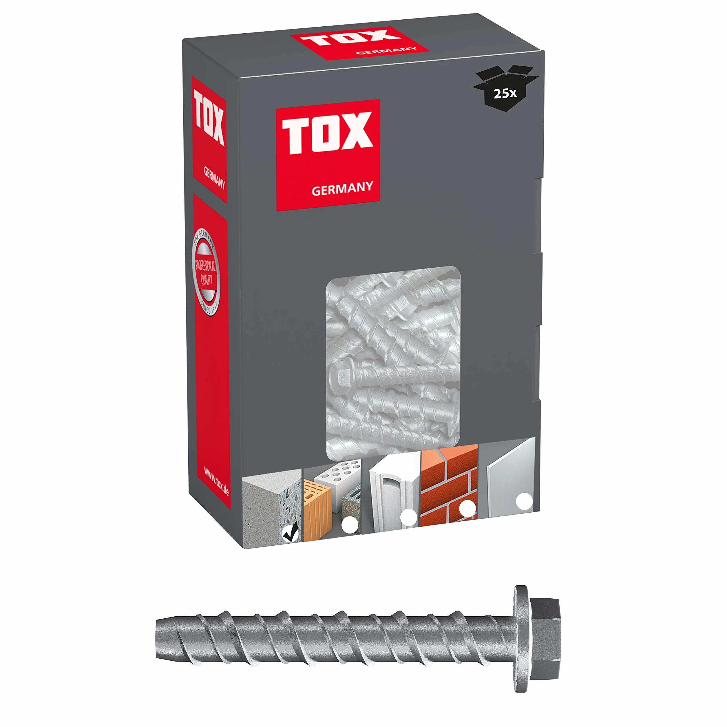 TOX 41101161 wkręt do betonu Sumo Pro 1, 12 x 75 mm, 25 sztuk, 041101161, M12 x 75 mm