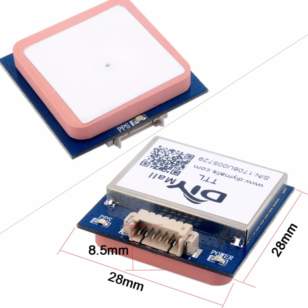 DIYmalls G28U7FTTL moduł odbiornika GPS 3.3V-5V z ceramiczną anteną NMEA-0183
