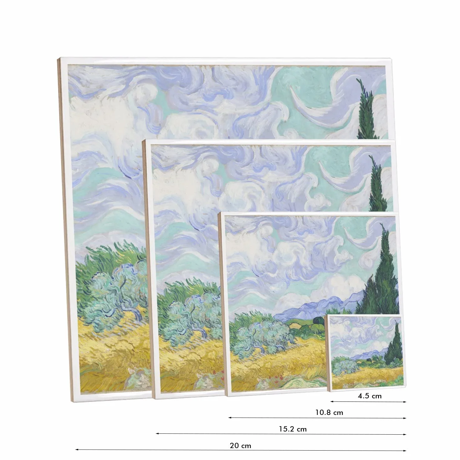 Fantastyczna Ceramiczna Płytka dekoracyjna 10,8 x 10,8 cm - Vincent van Gogh Pole pszenicy z cyprysami 1889 Saint-Rémy