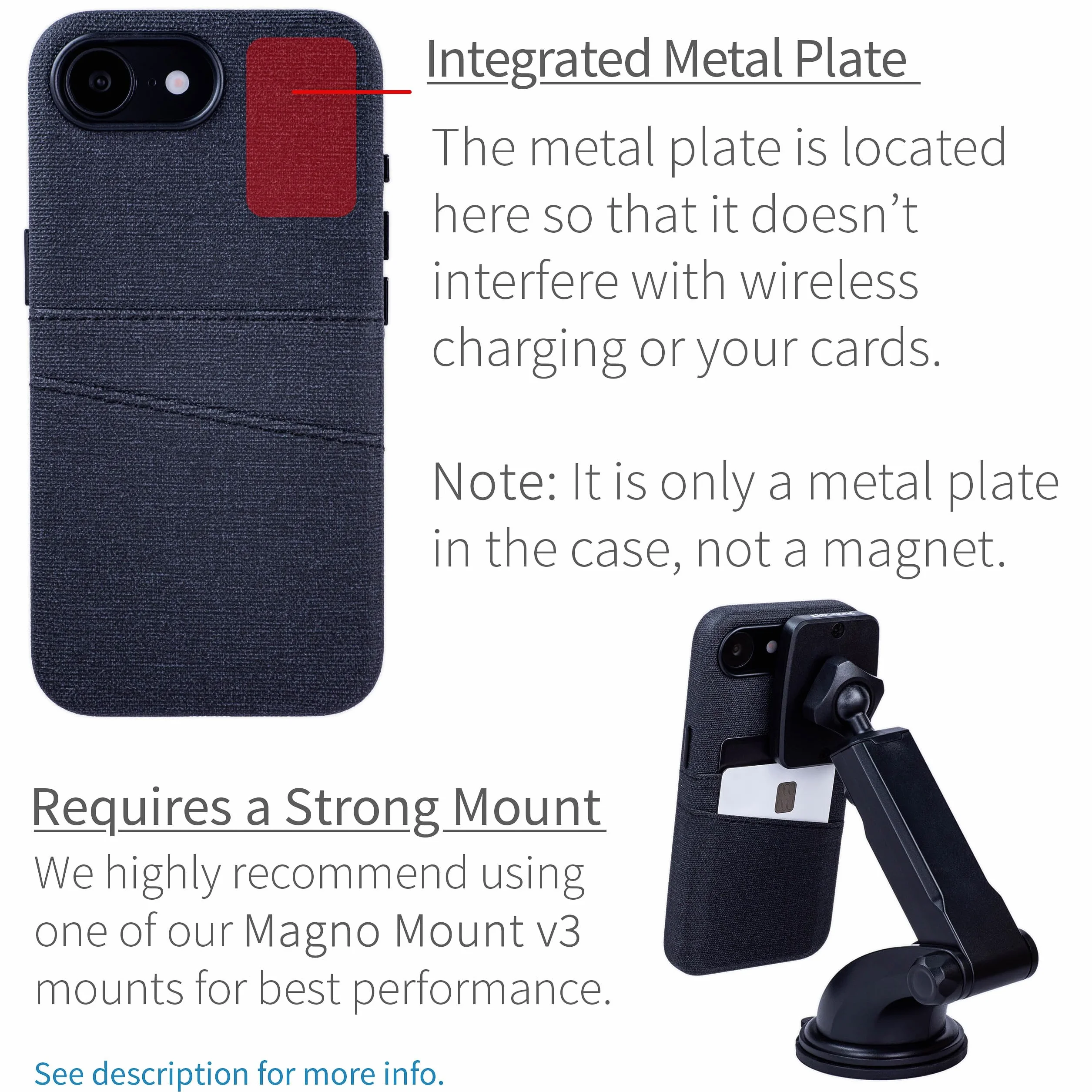 Dockem Etui na iPhone 17e iPhone 16e z Wbudowaną Metalową Płytką Mocowania Magnetycznego 2 Kieszenie M2 Luxe Etui Portfel Skóra Syntetyczna Płótno Węglowa Czerń