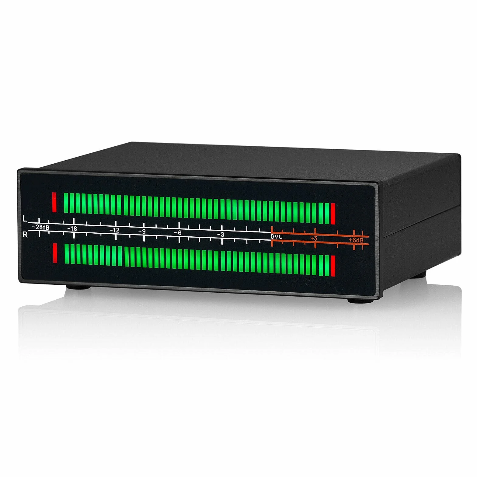 MIC+LINE dwukanałowy miernik poziomu dźwięku LED, wyświetlacz, spektrum muzyki, stereo cinch, 3,5 mm AUX adapter audio, rozdzielacz