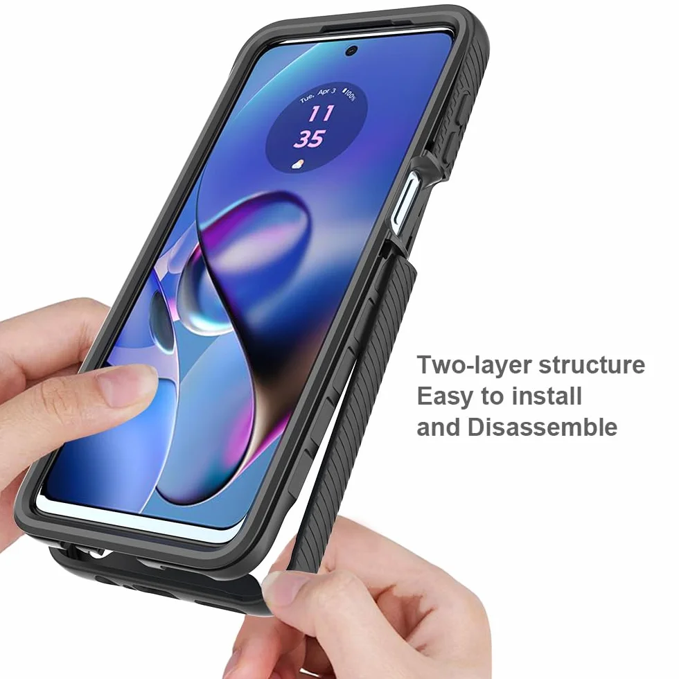 Etui do Motorola Moto G35 z wbudowaną osłoną ekranu 360° czerwony