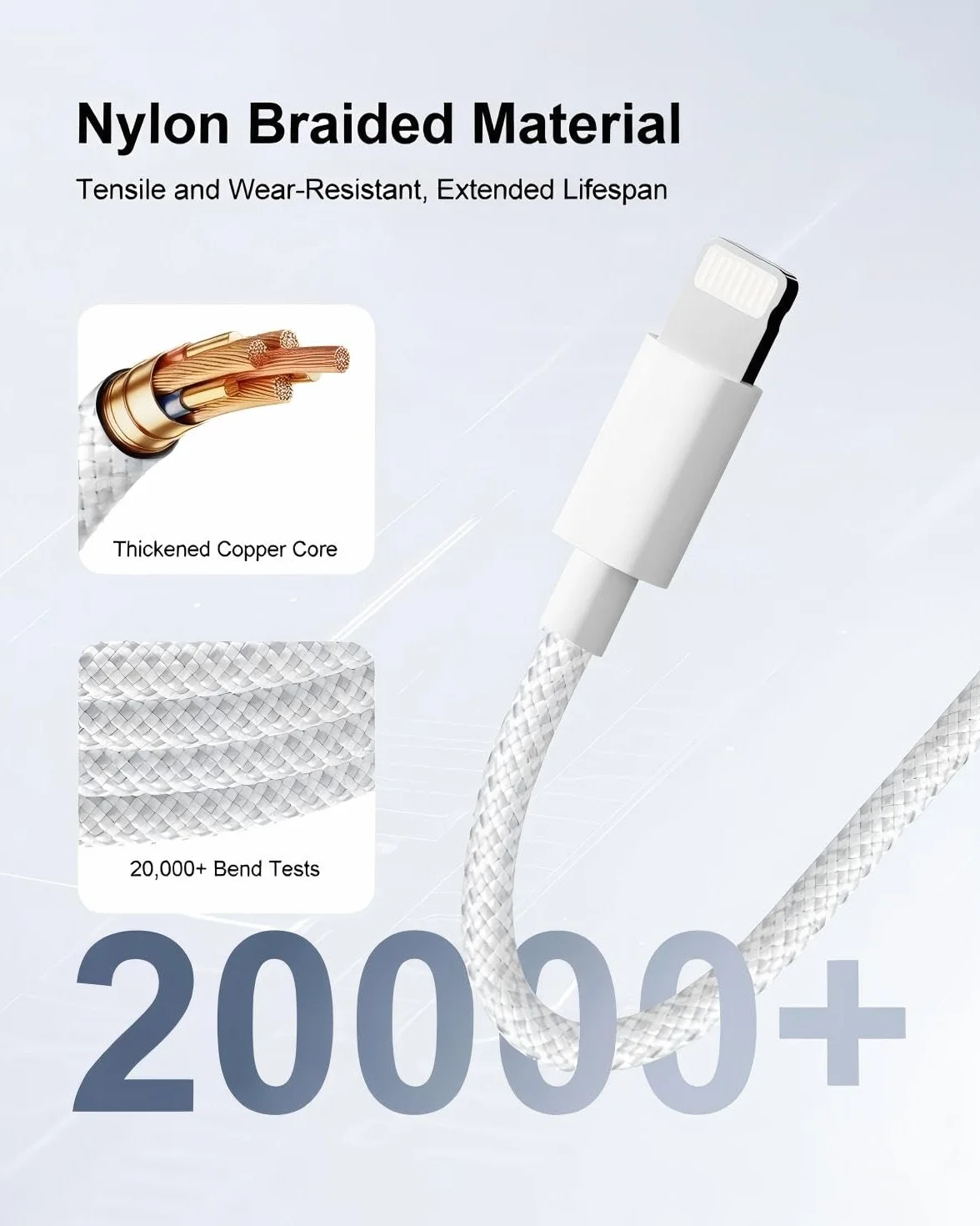 Apple MFi Certyfikowany Kabel Lightning 2 m 2-pack do iPhone 14/13/12/11 Pro Max/XS/XR/8