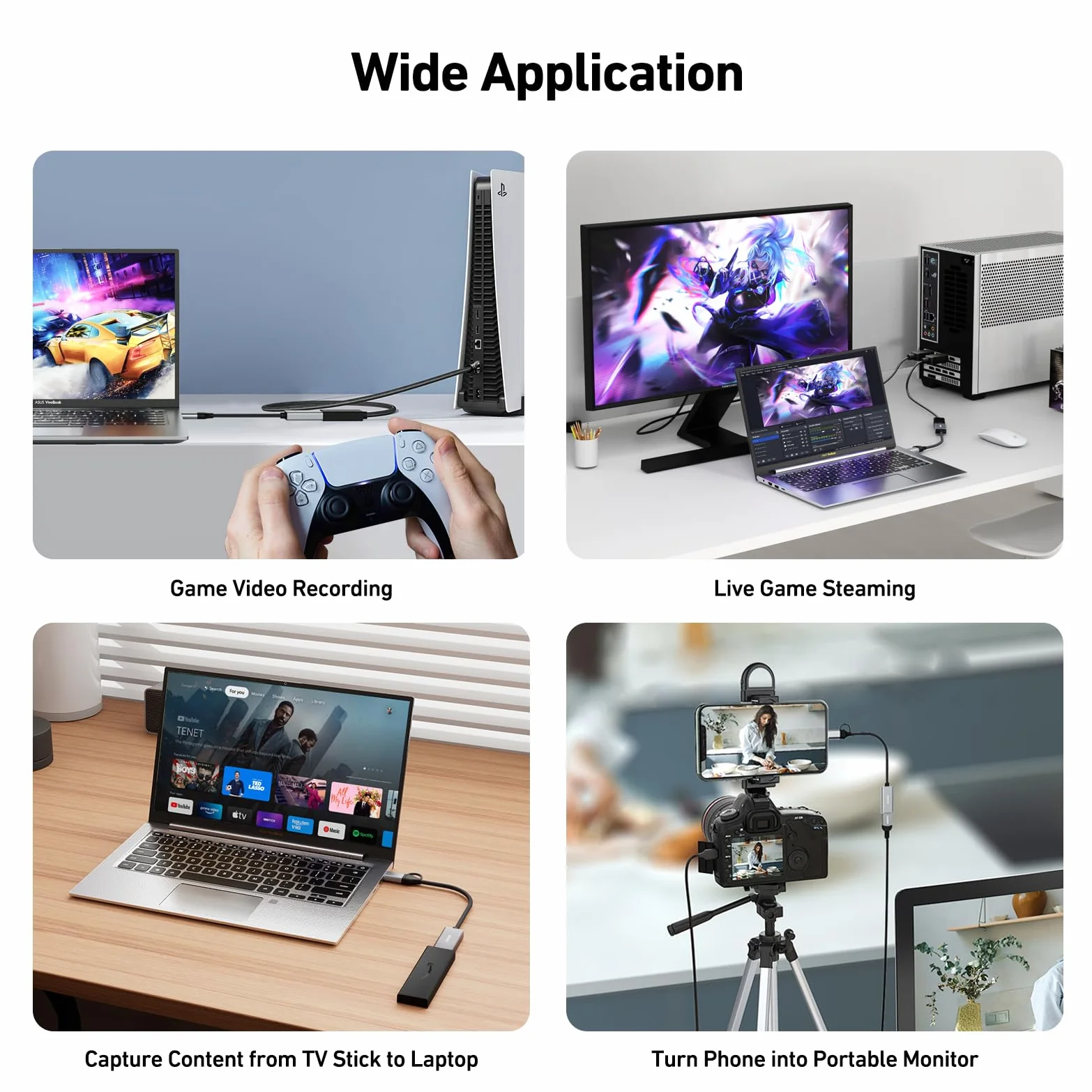 BENFEI Karta przechwytująca wideo/audio Full HD 1080P 60FPS do gier, kompatybilna z Switch PS4 PS5 PC Windows Mac