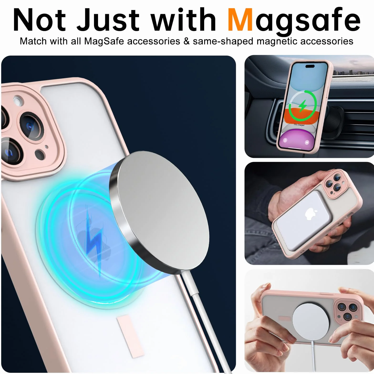 Nupcknn Etui magnetyczne do iPhone 14 Pro, z Magsafe (najwyższa ochrona wojskowa i siła magnetyczna), etui na telefon komórkowy do iPhone 14 Pro, przezroczyste, matowe, cienkie, odporne na uderzenia