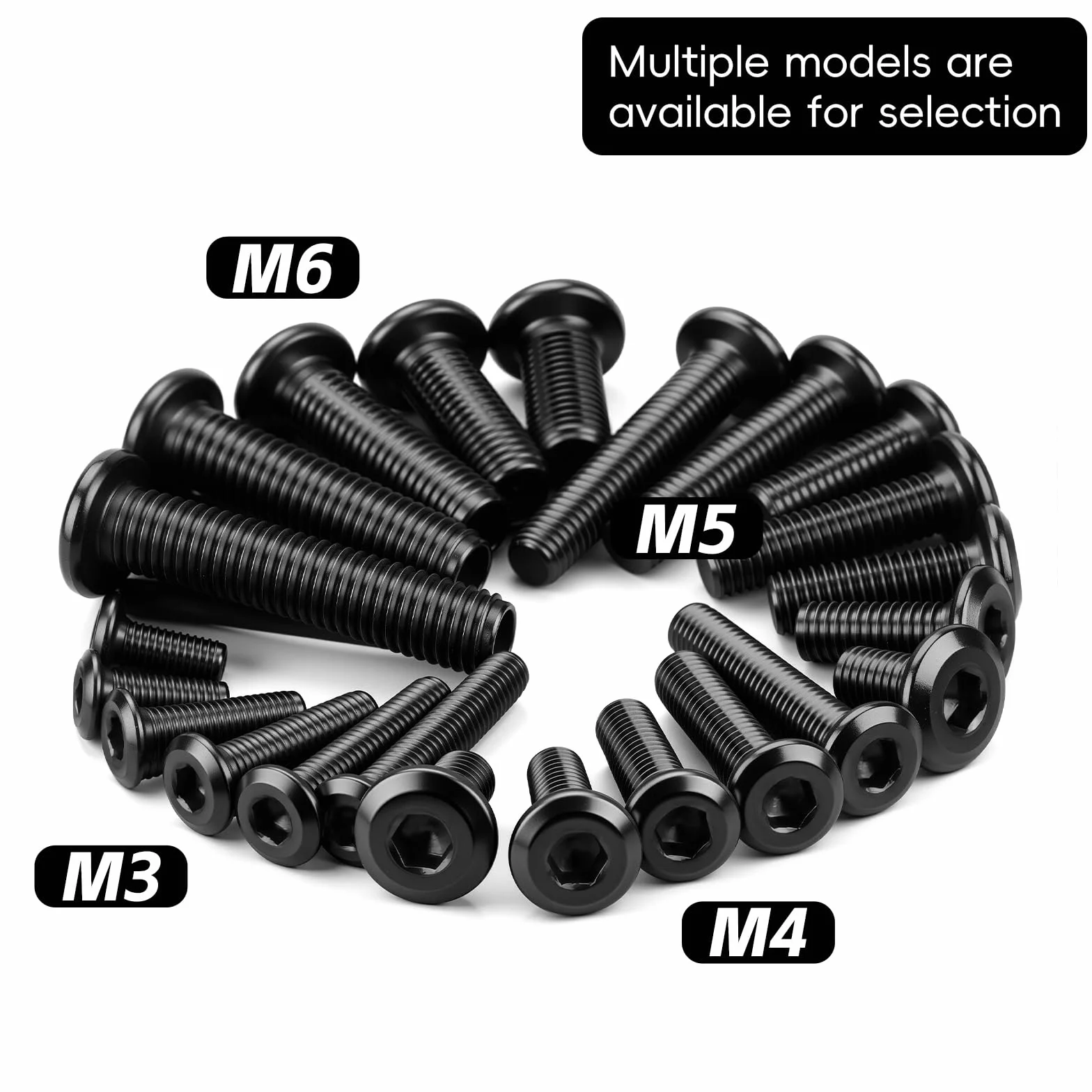 60 szt. śruby z łbem soczewkowym M5x16 mm, stal nierdz. czarna imbus | M5x16 mm stal nierdz. A2 V2A czarna z imbus i pełnym gwintem do mebli, warsztatu i DIY