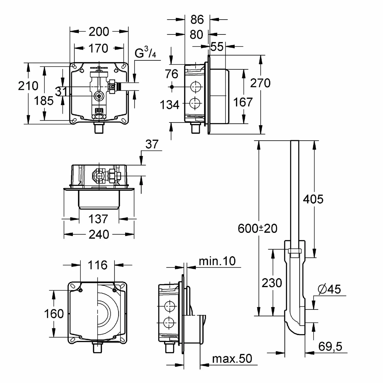 GROHE Zawór spłukujący Rondo do Wc Chrome 37153000