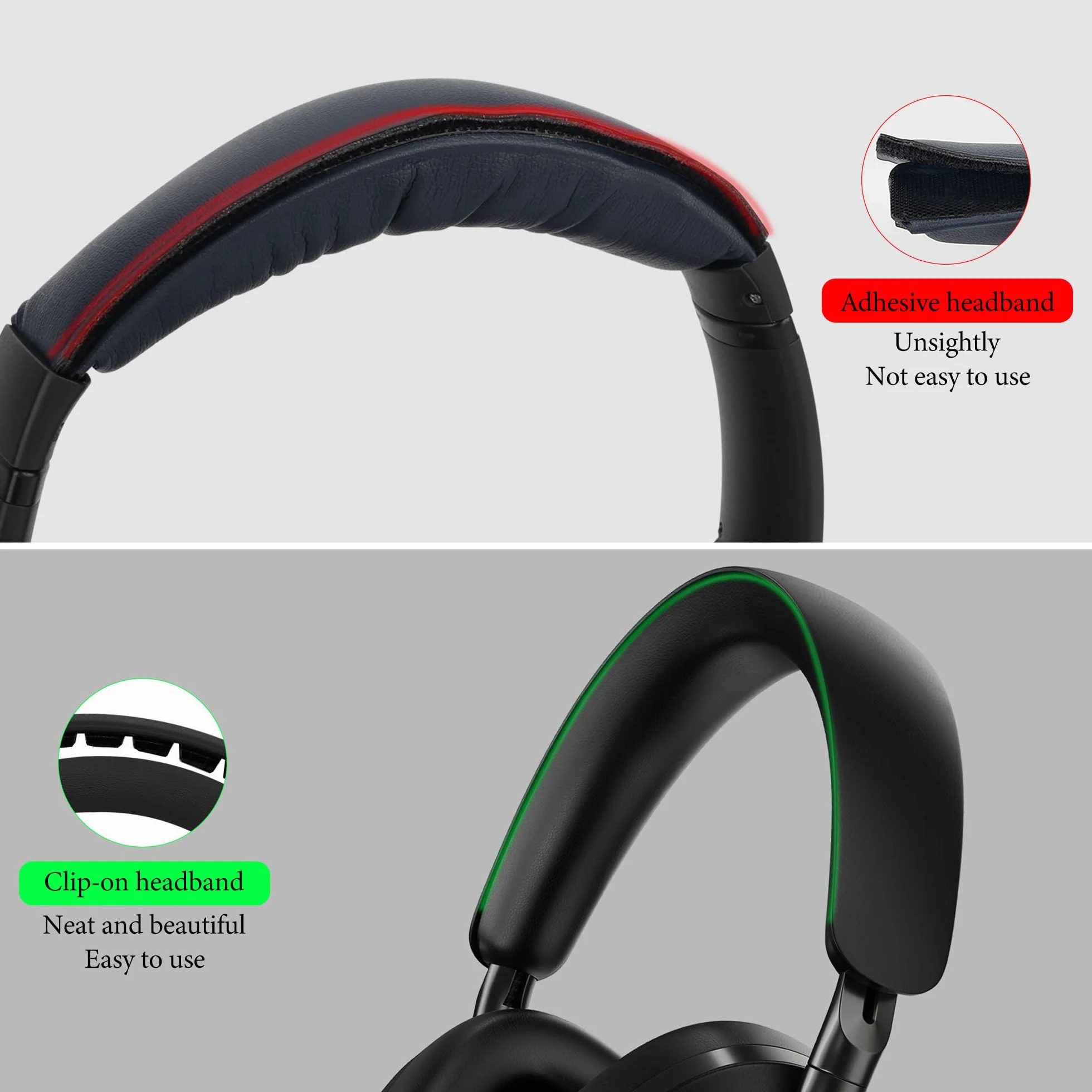 Geekria Poduszka pałąka ze skórą owczą kompatybilna z Bowers & Wilkins Px8 / Px7S2 / Px7S2e (niekompatybilna z Px7 / Px7S3) słuchawki, zamienny element naprawczy opaski (Czarny)