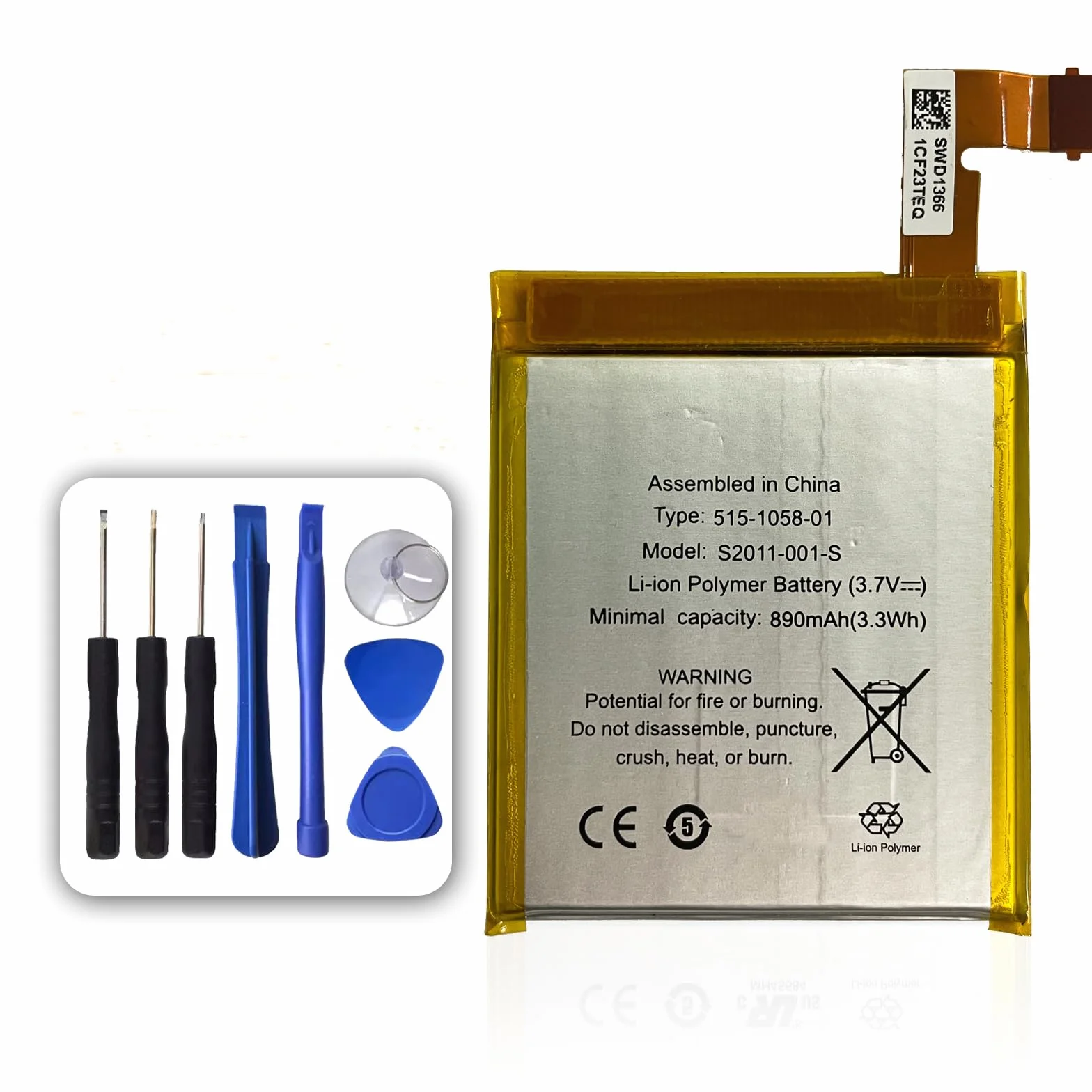 Bateria 3,7V 890mAh 3,3Wh do E-Book E-Reader S2011-001-S