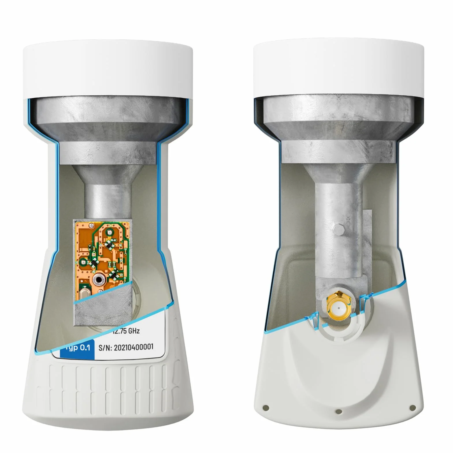 hb-digital LNB Głowica Satelitarna 1 Abonent Direkt LTE Protected Full HD 4K UHD Pozłacane Styki Biały