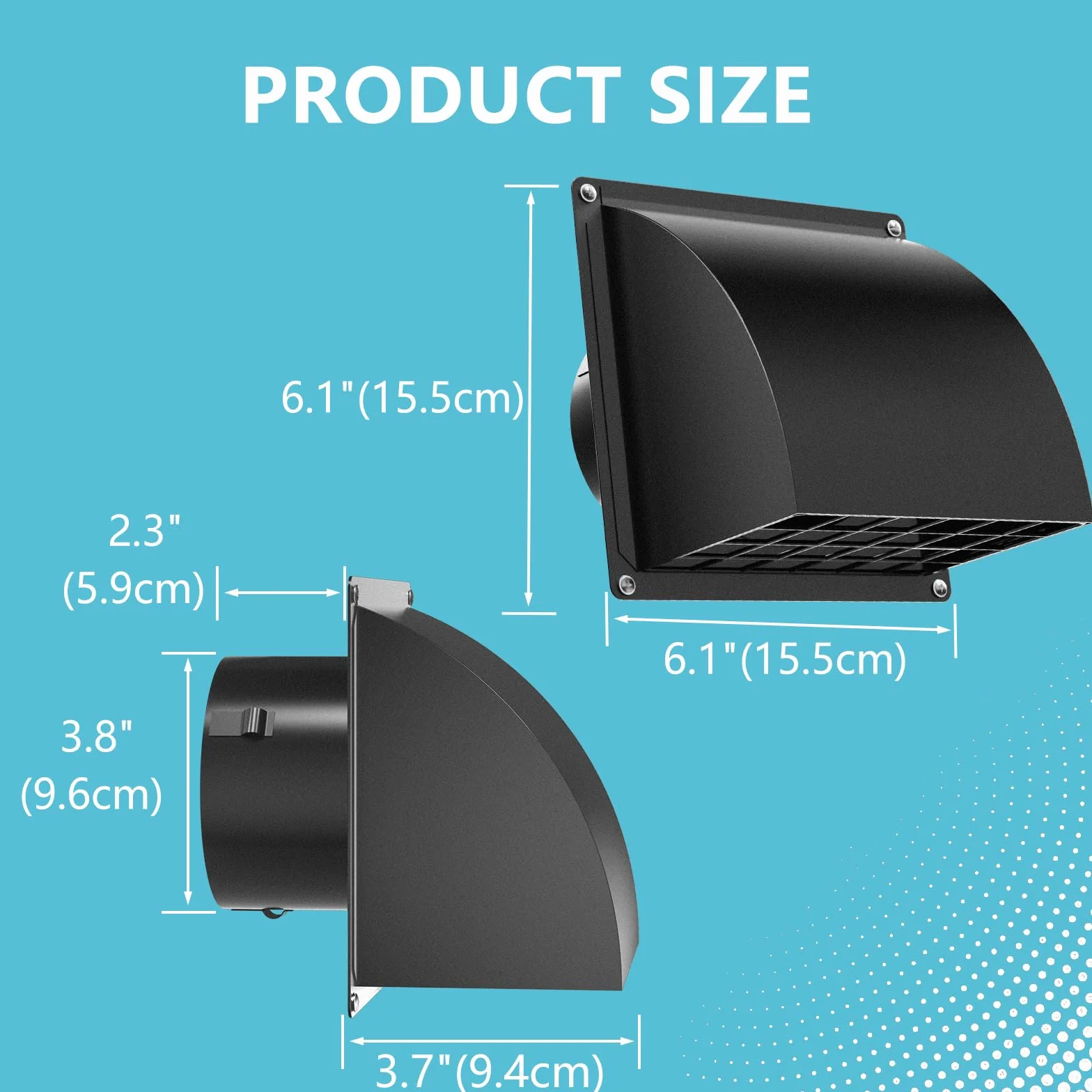 HG Power Kratka wentylacyjna 100 mm, czarna, ulepszona – kratka wylotowa z zaworem zwrotnym i ochroną przed owadami, metalowa kratka chroniąca przed warunkami atmosferycznymi do rury, przyłącze