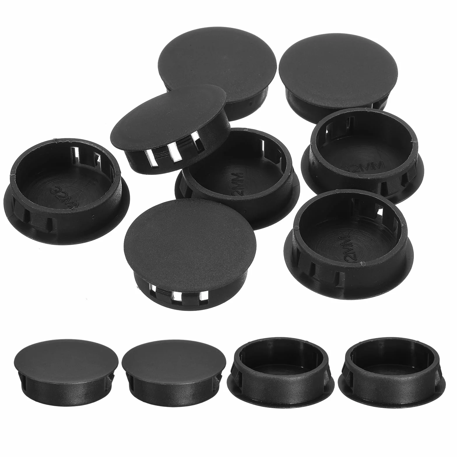 QUARKZMAN 12 sztuk 32 mm (1-1/4") zaślepki do wywierconych otworów, nylonowe zatyczki ślepe zaślepki czarne, okrągłe zatrzaskowe otwory do wywierconych otworów do szafek maszyn mebli