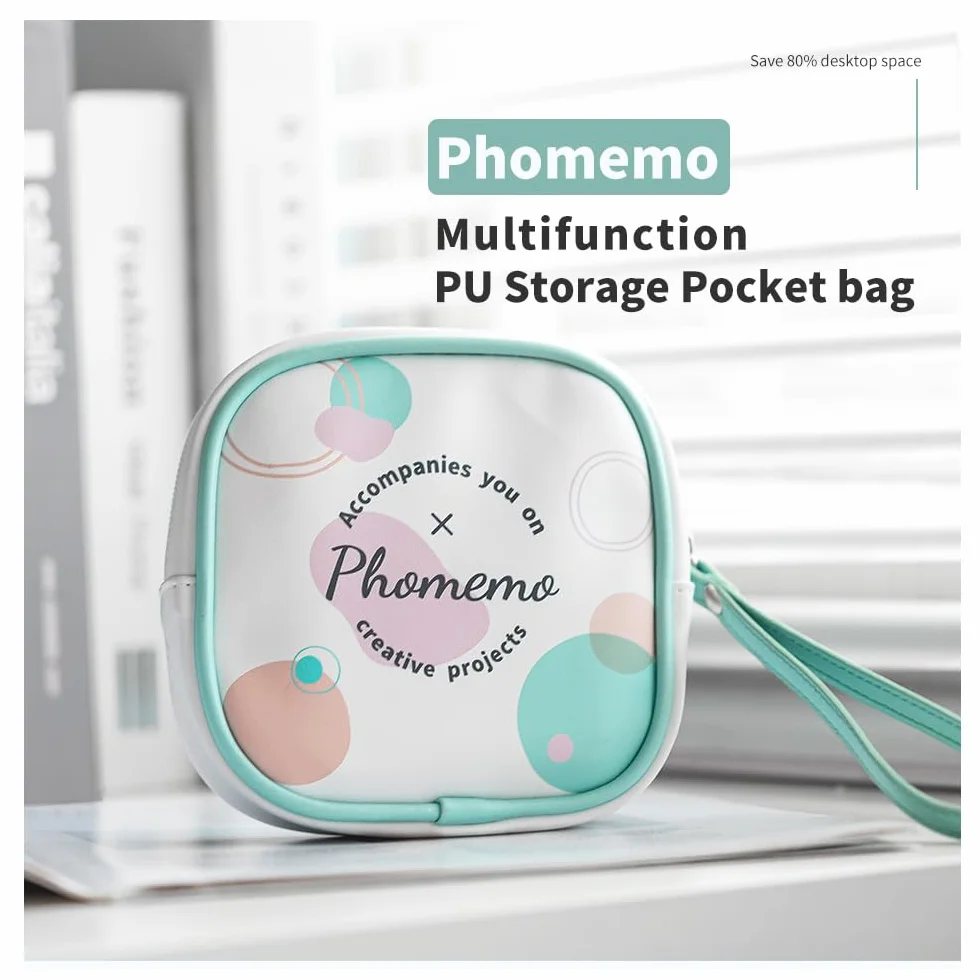 Phomemo torba kompatybilna z mini drukarkami T02, M02, M02Pro, M02S, M02X, M02L, D30, Q30, Q31, Q30S, skóra PU, wodoodporna, zamek, pasek