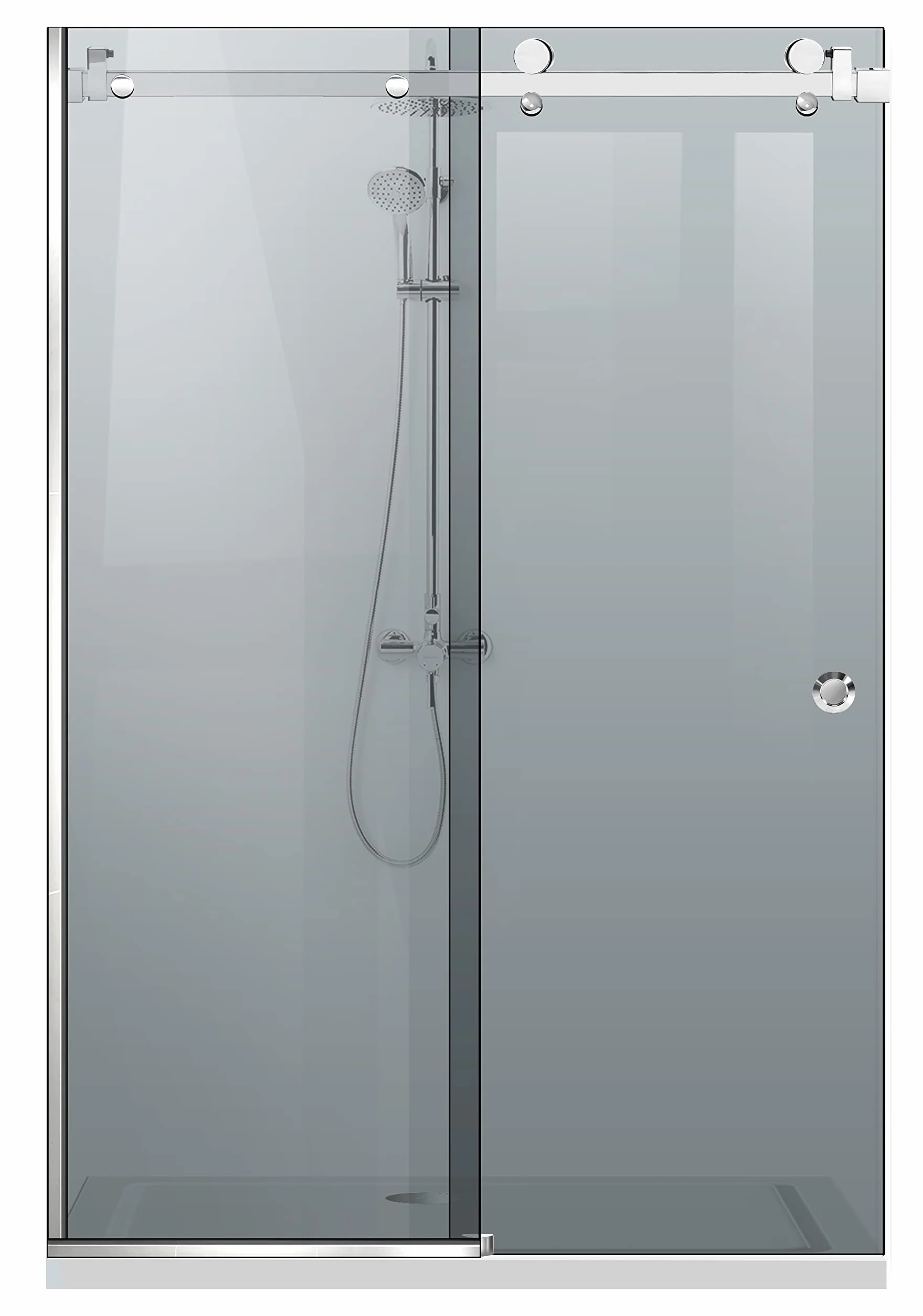 Glissando INOX, przesuwne drzwi prysznicowe, wymiary: 180 x 205 cm od (140/160/180x205), przesuwna kabina prysznicowa, szare szkło, (180 x 205 cm, lewa)
