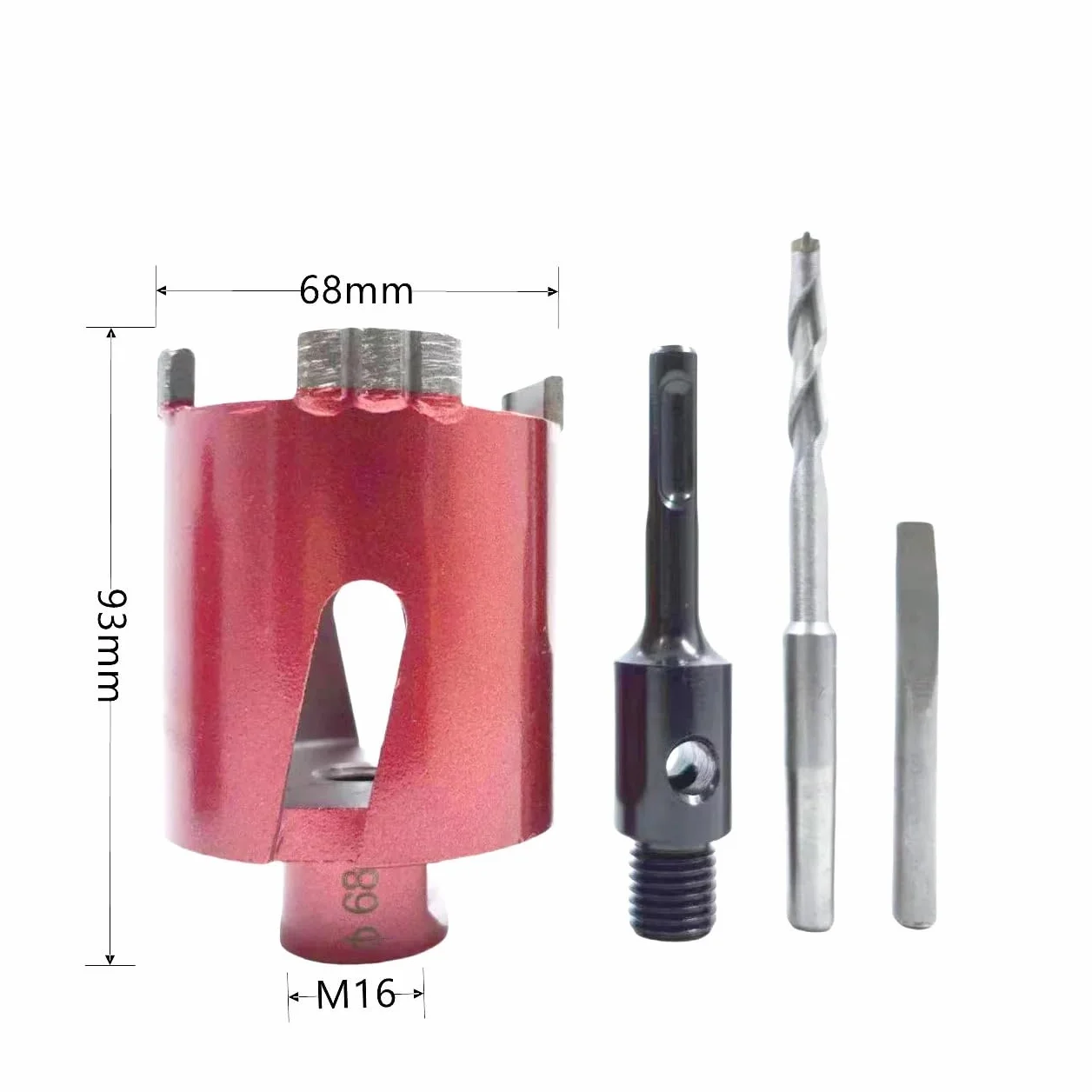Wiertło diamentowe spawane laserowo M16, wiertło centralne i adapter SDS-Plus, odpowiednie do otworów ściennych 68 mm, 72 mm, 82 mm (82 mm M16 SDS PLUS)