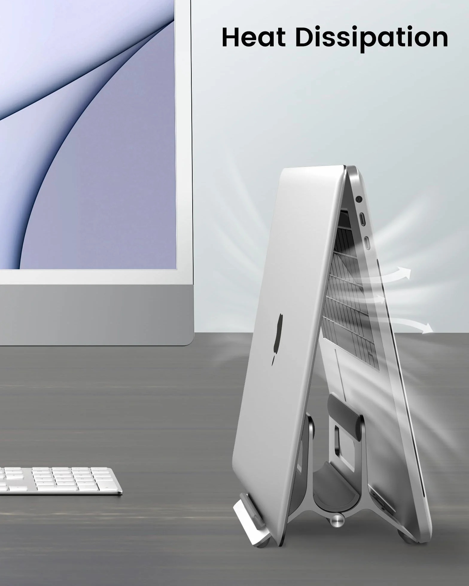SODI Pionowy Stojak na Laptop z Automatyczną Blokadą Grawitacyjną, Aluminiowy Stojak do MacBooka i Laptopów