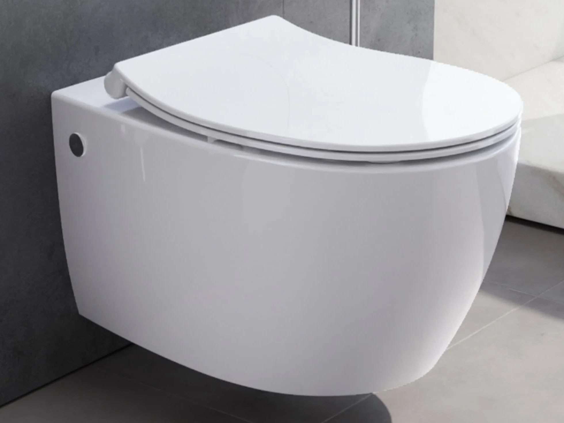 Aqua Bagno | Wisząca WC bez krawędzi spłukiwania z duroplastu Softclose, biała ceramiczna toaleta, spłukiwacz do spłukiwania, długość 51 cm