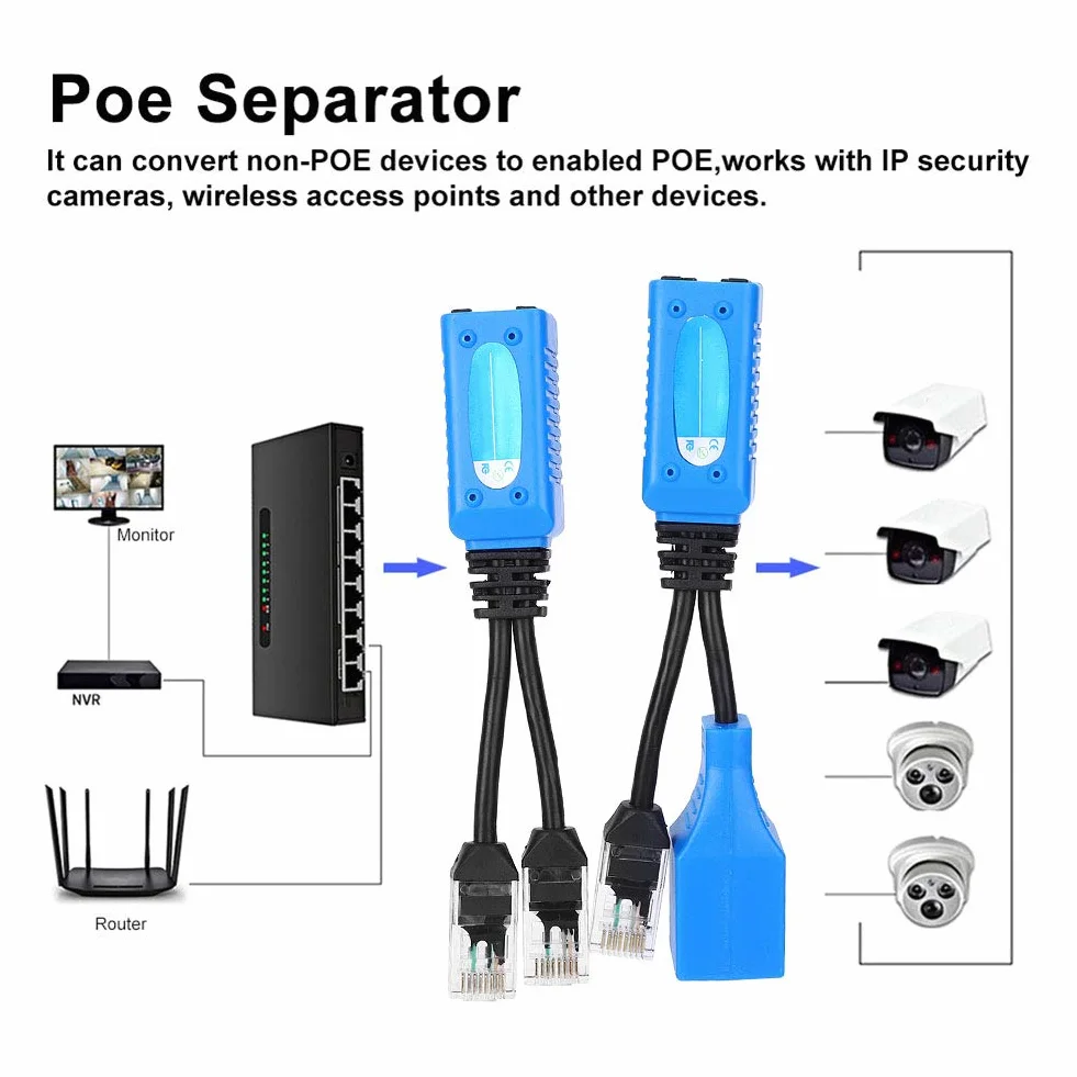 Rozdzielacz Poe 2 szt. Rozdzielacz Rj45 Combiner Złącza Adaptera Poe Zestaw Kabli Zasilających Złącza Kabli Poe