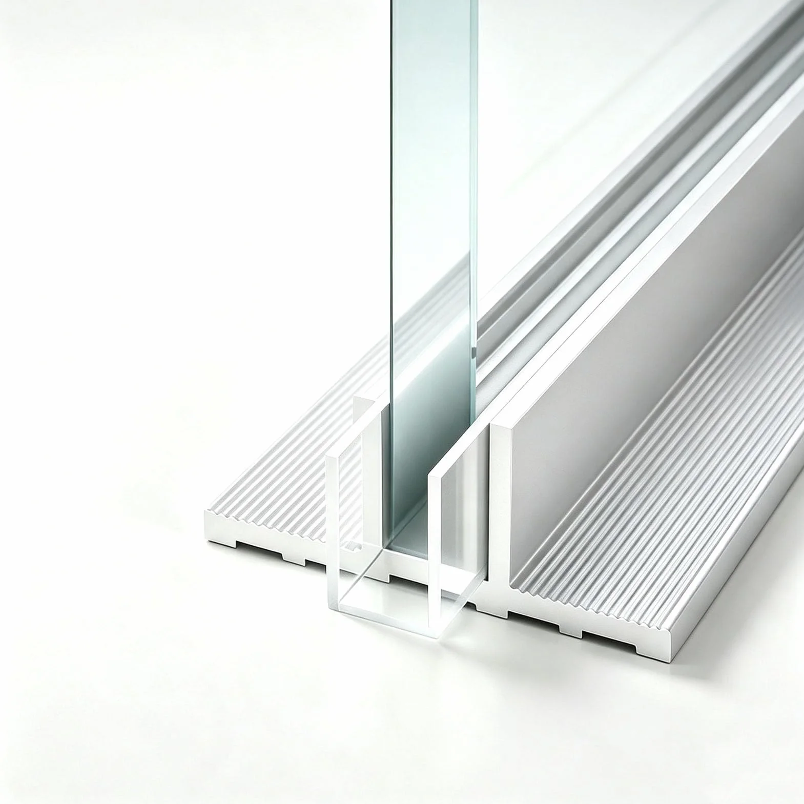 Profil Typu U do Szkła Aluminiowy Profil Typu U do Ścianki Prysznicowej | Profil Mocujący do Bezramowych Drzwi Prysznicowych z Wkładką Amortyzującą(Silver,L1.5m(4.9ft))