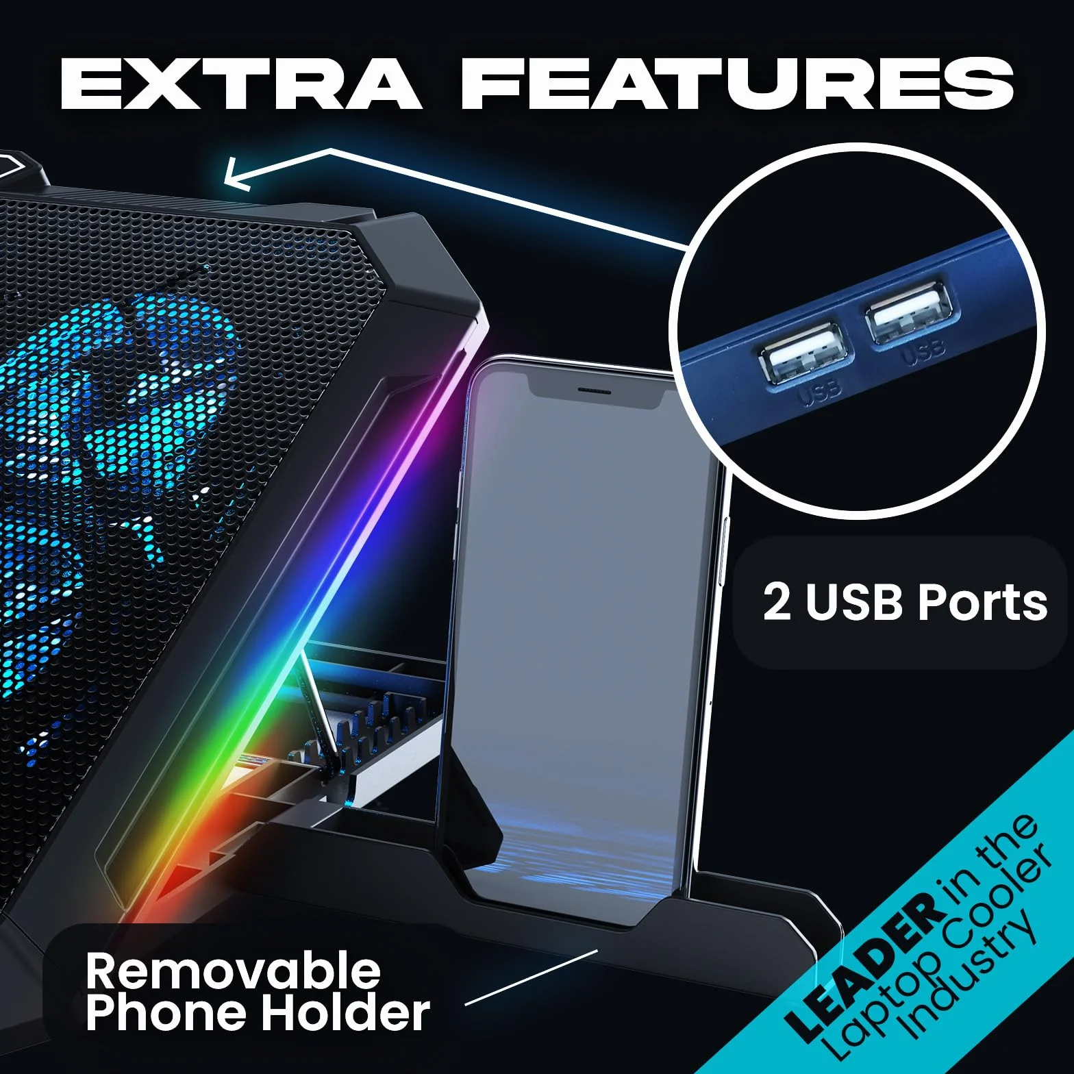 KLIM V8 podkładka chłodząca do laptopa gamingowego z 8 wentylatorami RGB, stojak, maks. 17"