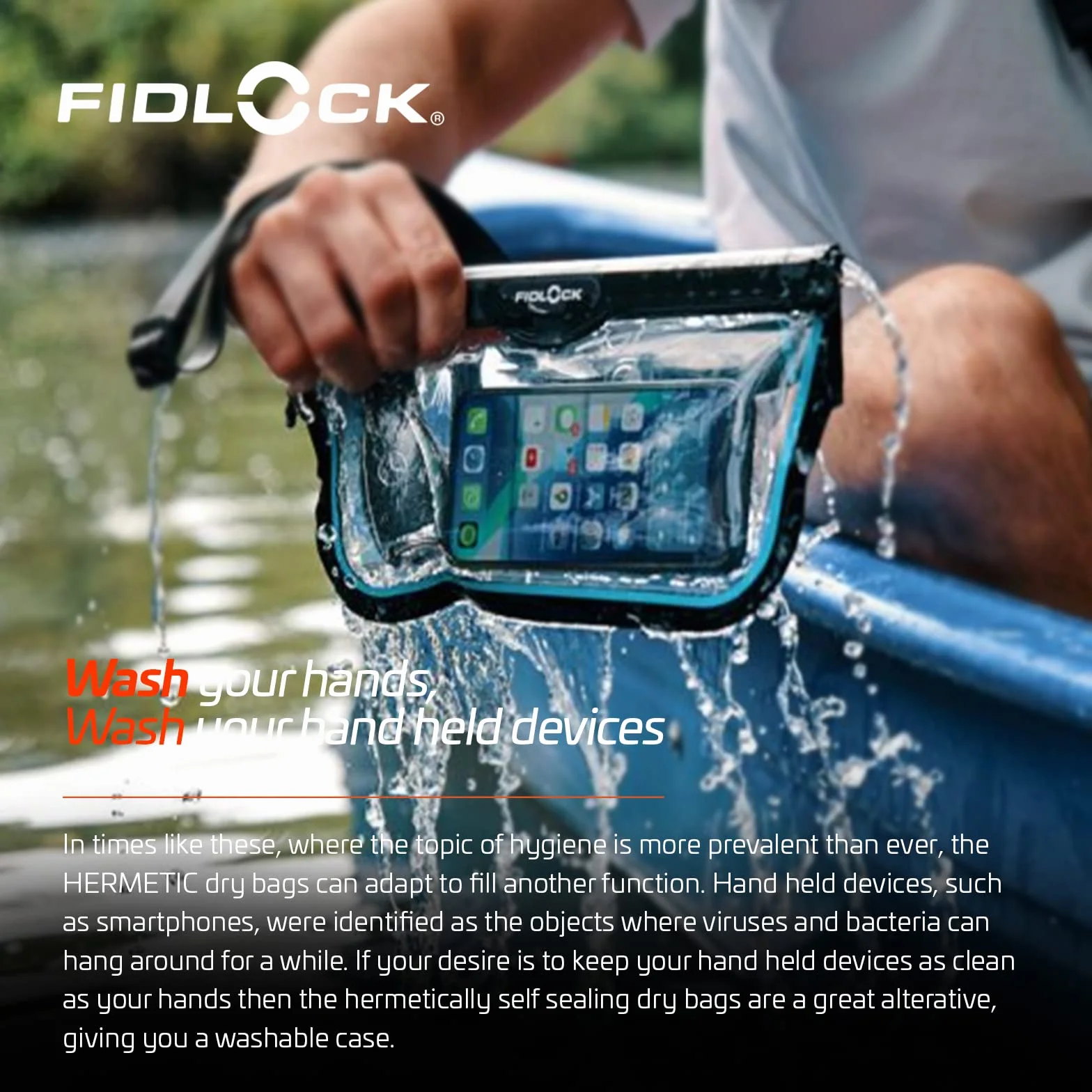 Fidlock Sling Bag Bum Bag Self Sealing Dry Bag Phone Pouch Clear Blue
