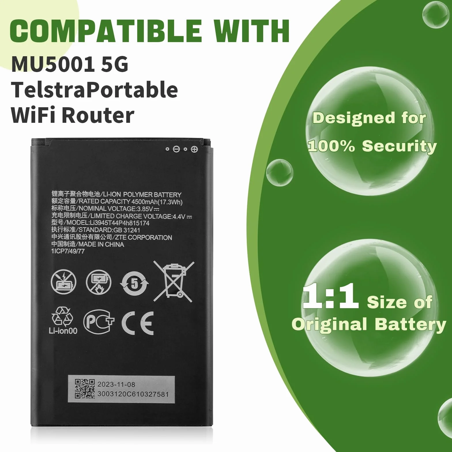 Akumulator zastępczy Li3945T44P4h815174 kompatybilny z MU5001 5G Telstra Portable WiFi Router bateria zamienna z zestawem narzędzi naprawczych