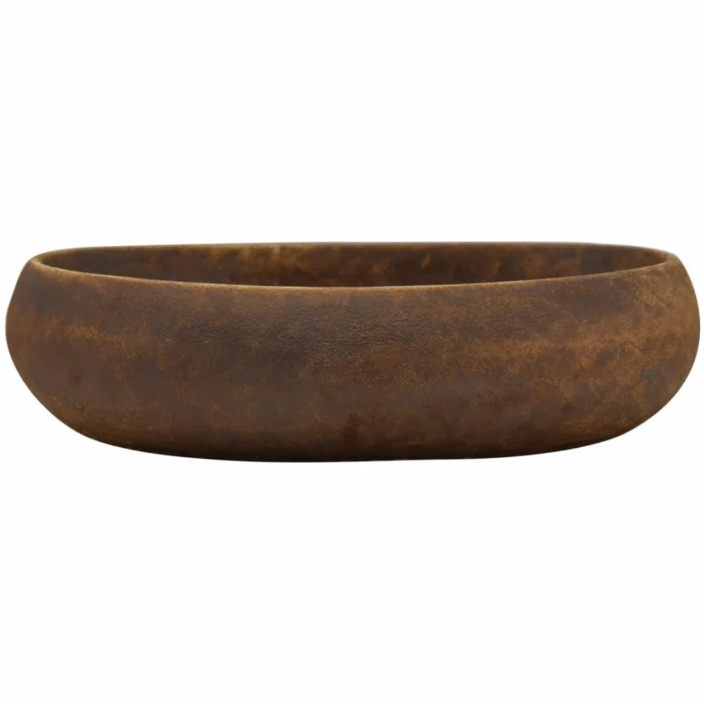 vidaXL Umywalka nablatowa, brązowa, owalna, 59x40x15 cm, ceramiczna