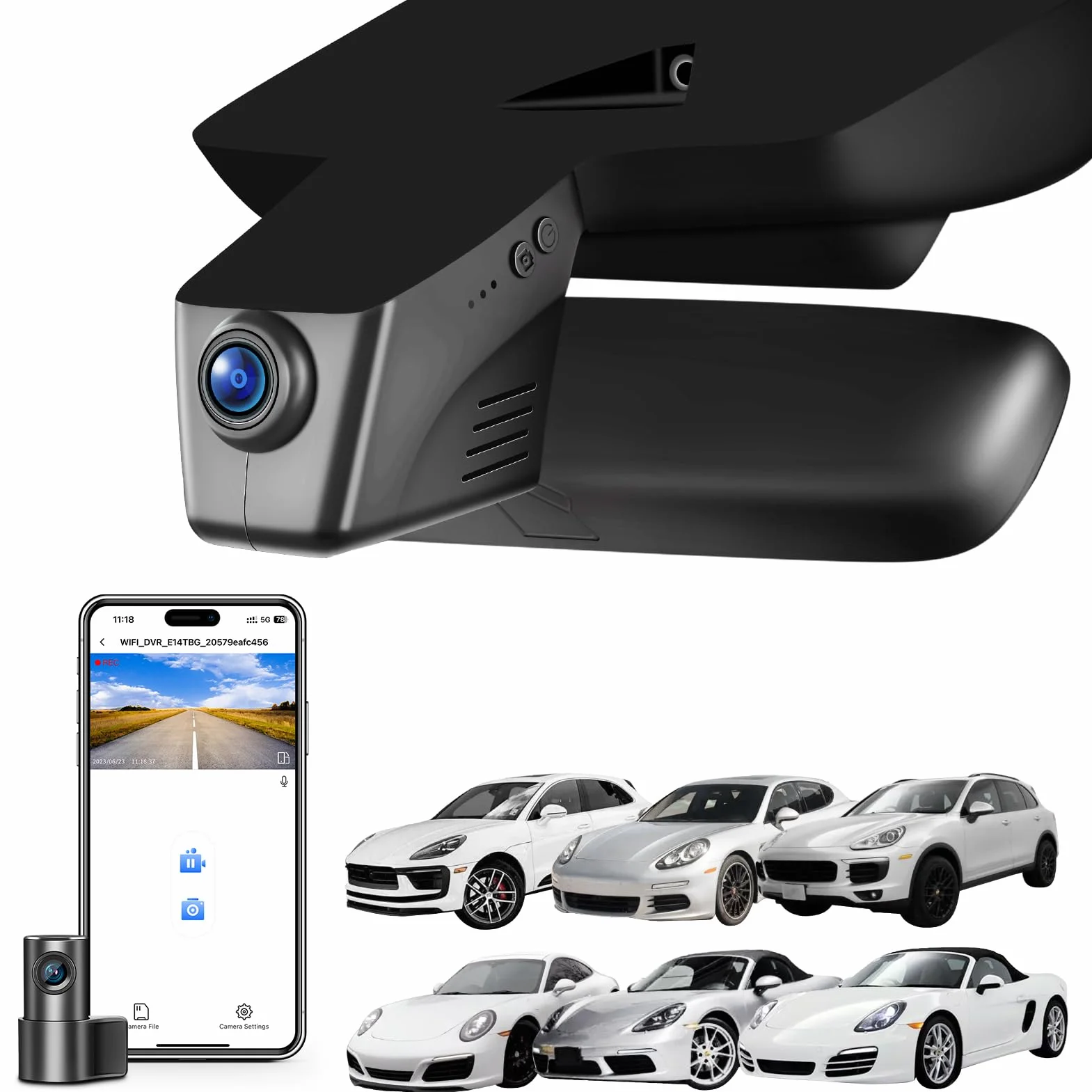 4K Dash Cam for Porsche Cayenne(E2 92A) 2011-2018,Macan 2015-2026, 911(991) 2011-2019, Panamera(970) 2010-2016, Boxster/Cayman(981) 2013-2016, 718 Boxster/Cayman/Spyder(982) 2017-2025 (Model B), 128GB