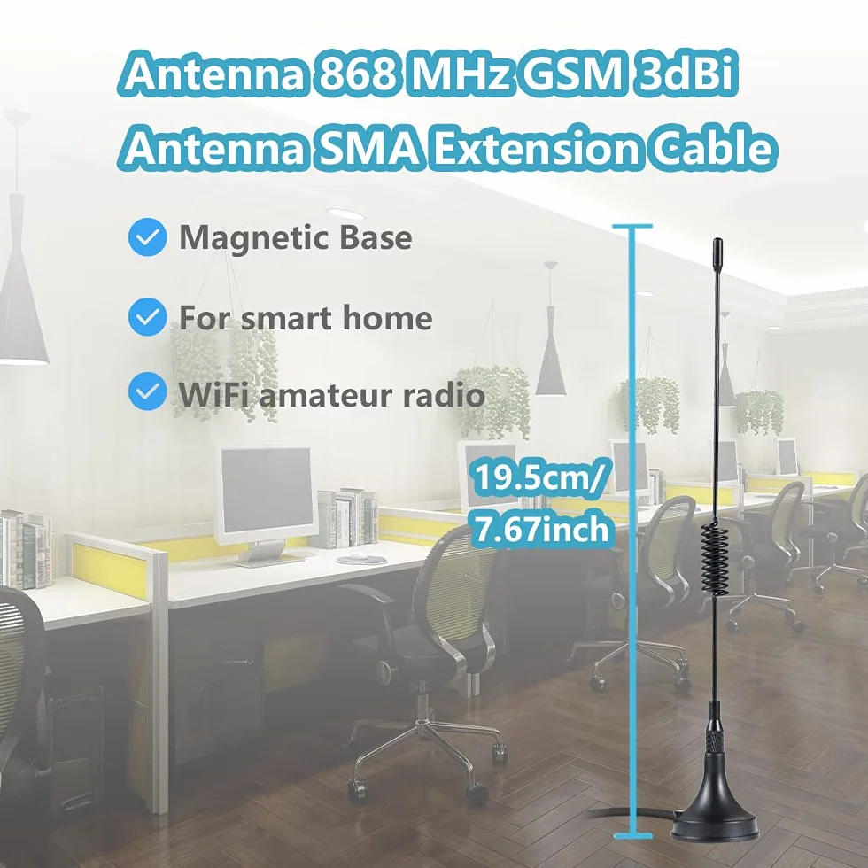 Vecys 868 MHz Antena GSM 3dBi SMA Przedłużacz Anteny 3M RG174 Kabel Magnetyczna Podstawa SMA Męski Adapter Kompatybilny z CCU3 CCU2 HM MOD RPI PCB kit ELV kit Raspberry Matic