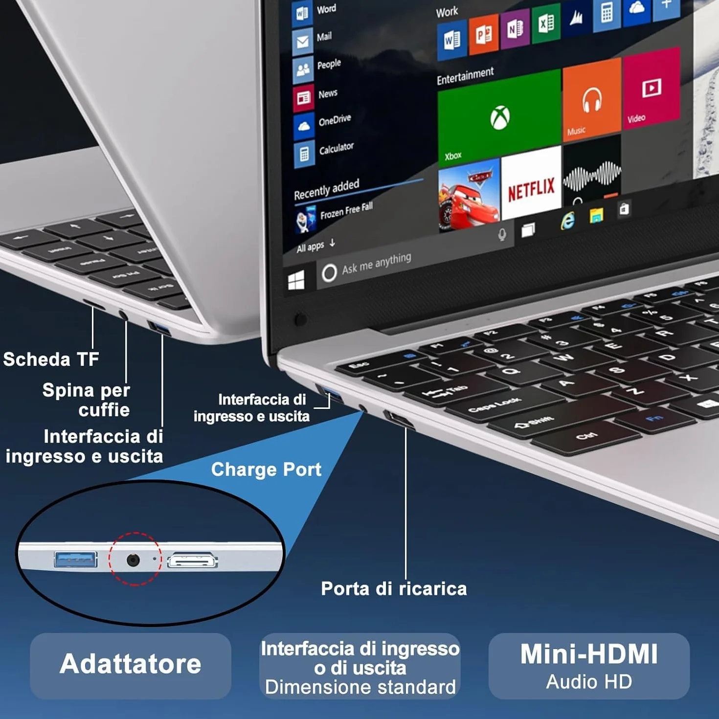 bvate Przenośny komputer 14 cali Win 11 256 GB ROM Celeron N4020 2,4G+5G WiFi 2,8 GHz SSD 1TB 4.2 USB HDMI włoska klawiatura bezprzewodowa mysz