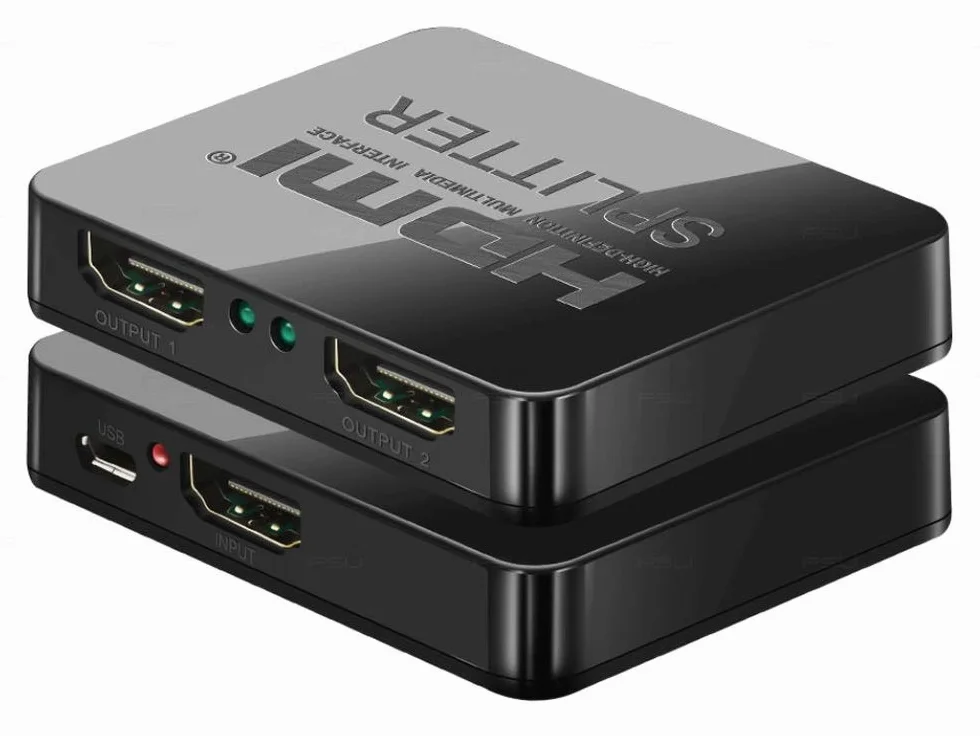 PremiumCord Rozdzielacz HDMI 4K 1-2 porty z zasilaczem USB 2160p UHD 1080p 60Hz 3D HDCP czarny