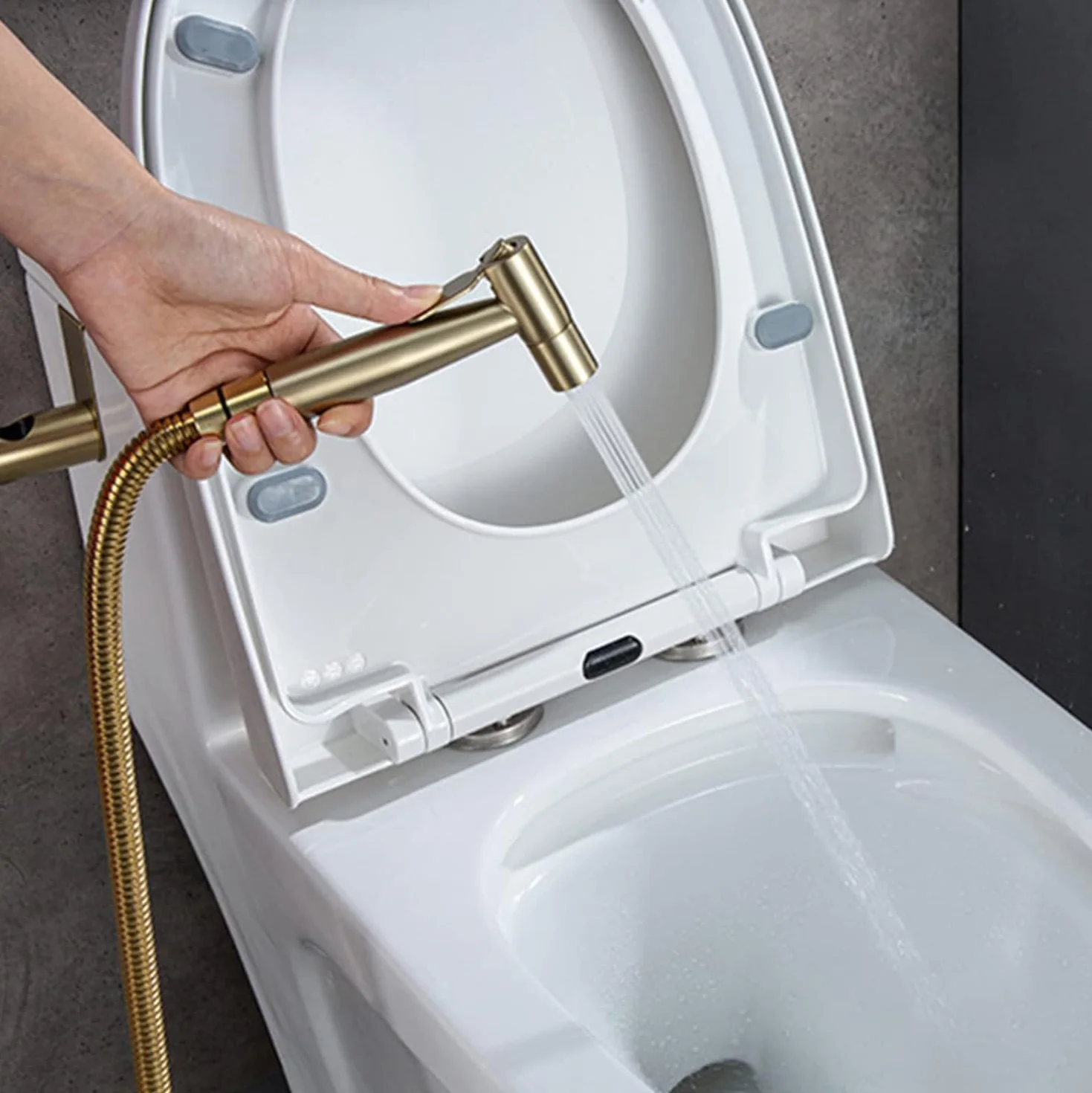Bidet Natryskowy, Ręczny Bidet Natryskowy, Ceramiczny, Zestaw Prysznicowo-Toaletowy Do Higieny Intymnej, Mosiądz, Prysznic Toaletowy, Kompletny Zestaw Prysznico(Złote B)