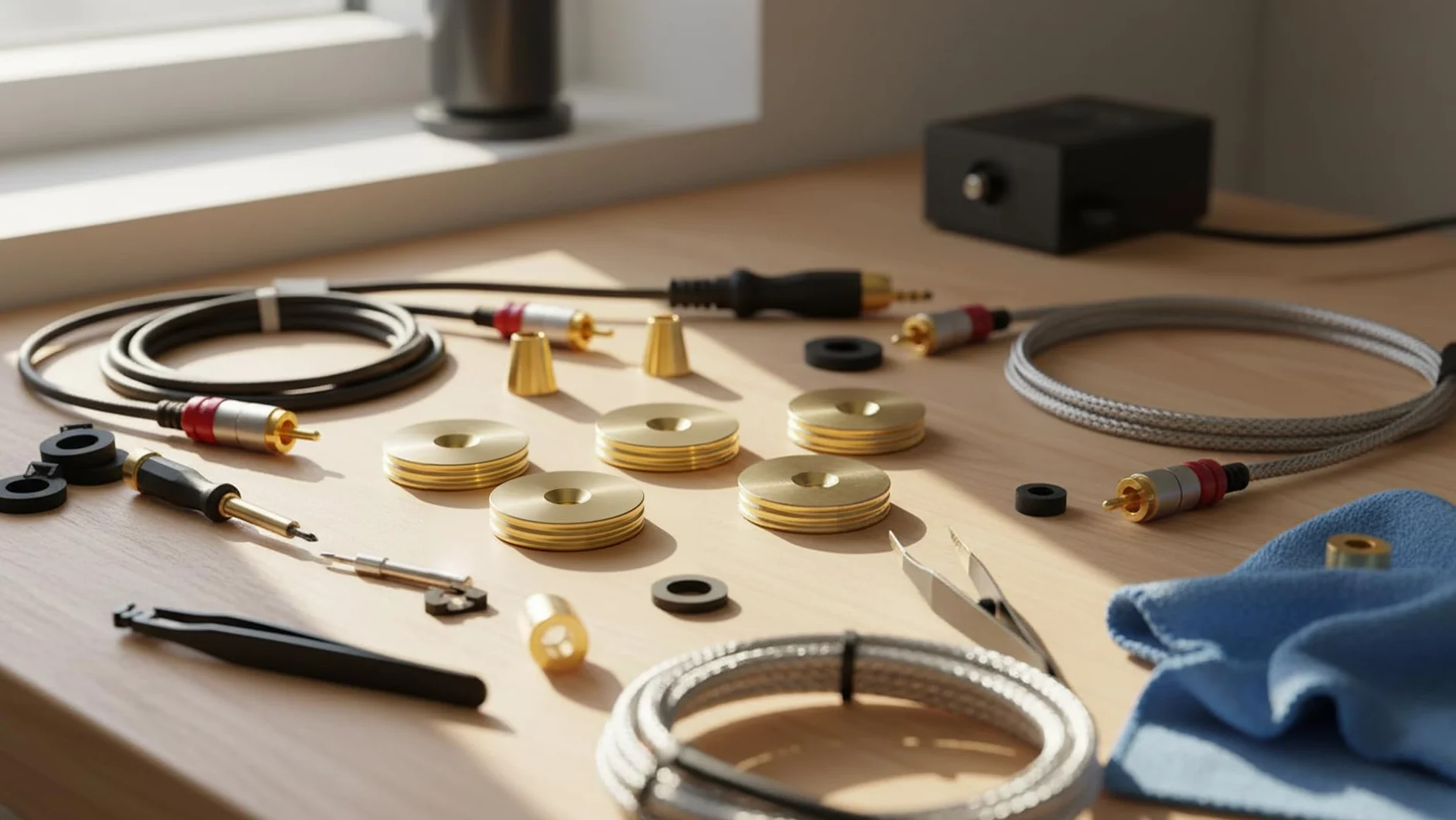 Podkładki tłumiące wibracje głośnika 20 mm mosiądz do stojaka Hi-Fi 8 szt.