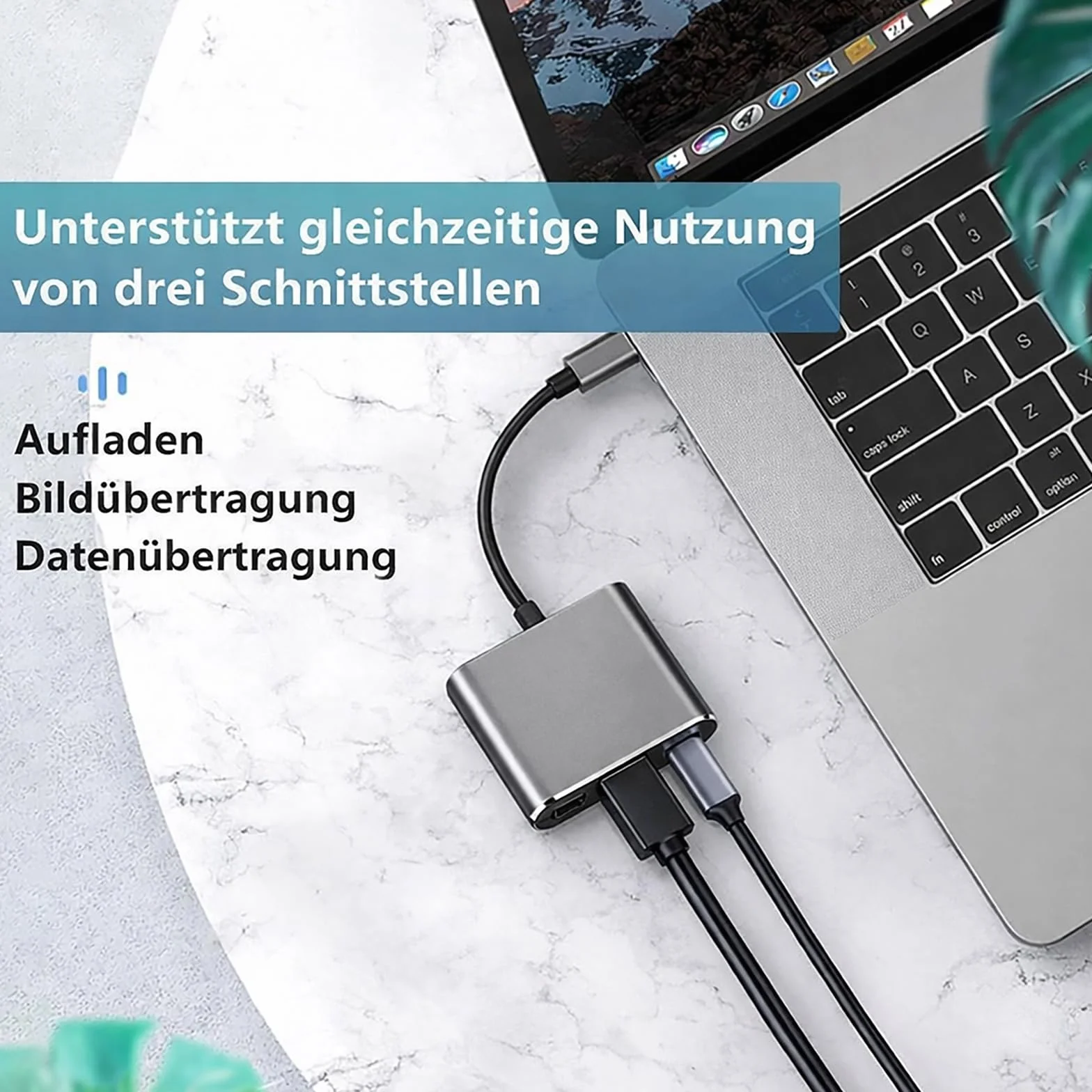 Adapter USB C na HDMI 4K 30 Hz Multiport Hub 100 W PD USB 3.0 do MacBook Pro/Air iPad Pro Samsung S24/S23 Surface HP