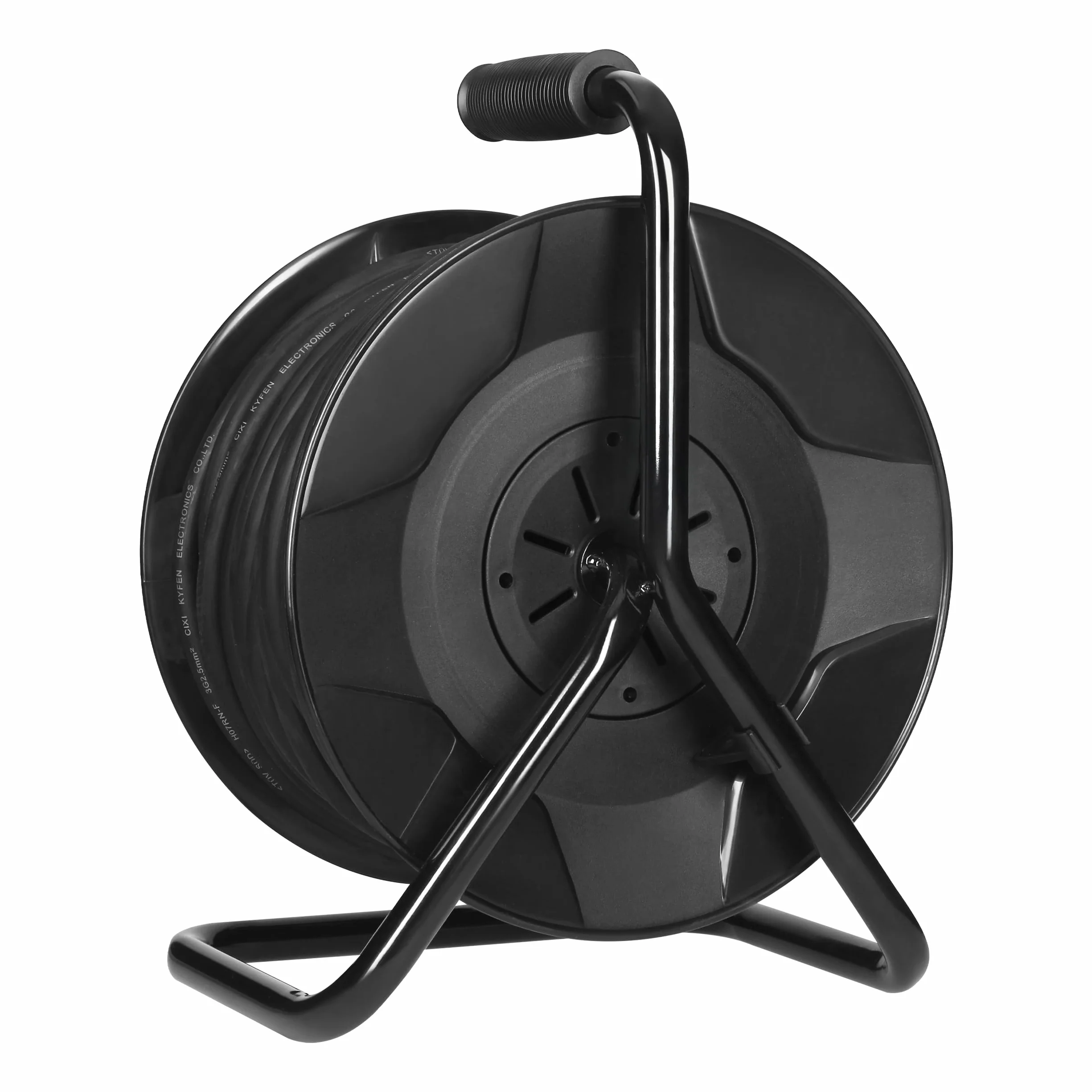 Przedłużacz Bębnowy 40m - 4 Gniazda ze Stykiem Ochronnym - Bolec (typ E) Kabel PVC H07RN-F 3 x 2,5 mm² Wyłącznik Termiczny System Anti-Twist Stojak Cube Ogród Warsztat Garaż IP44