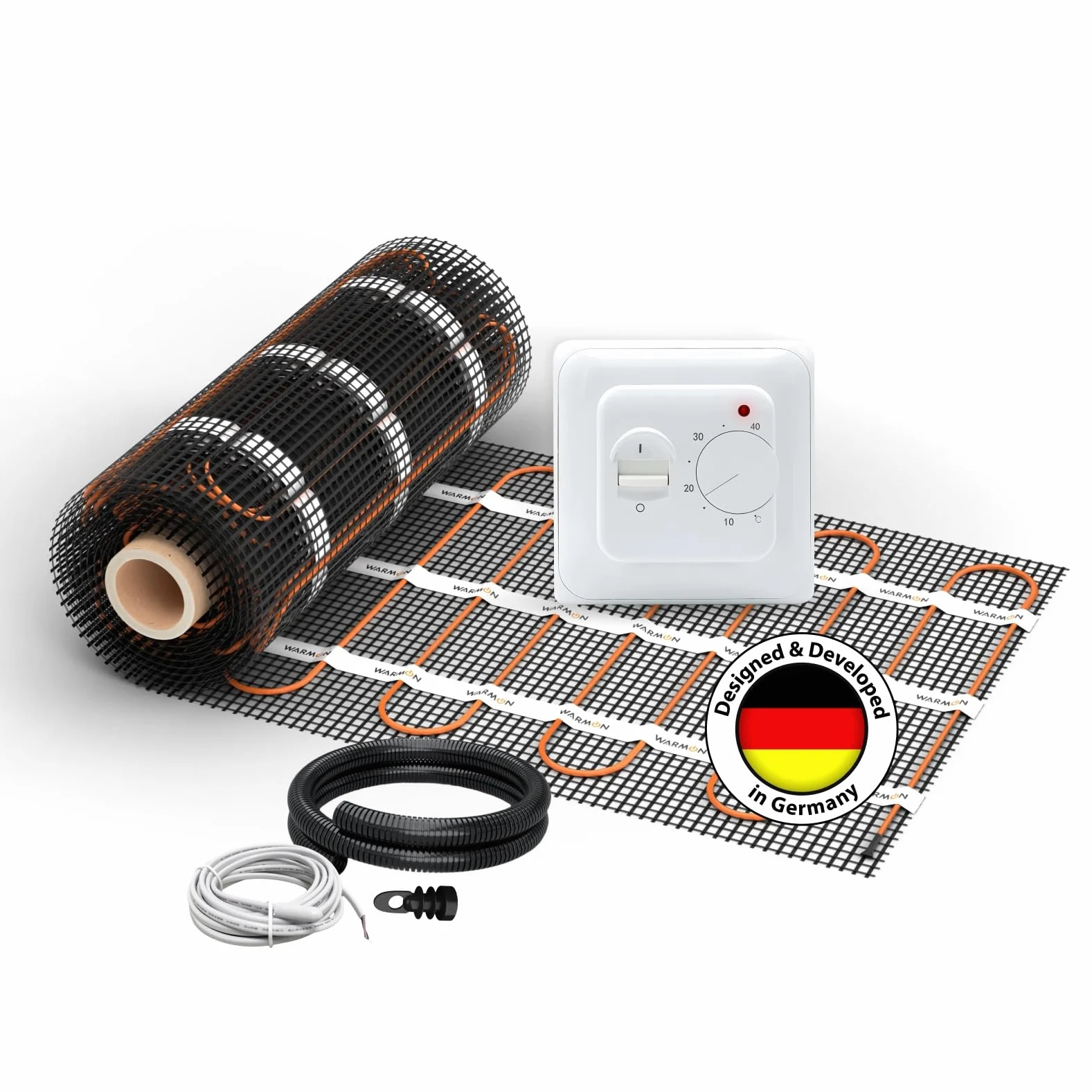 Elektryczne ogrzewanie podłogowe do płytek: mata grzewcza WARMON CLASSIC LIGHT 100 W/m² z termostatem pokojowym TS 25 analogowy, rozmiar maty: 5 m²