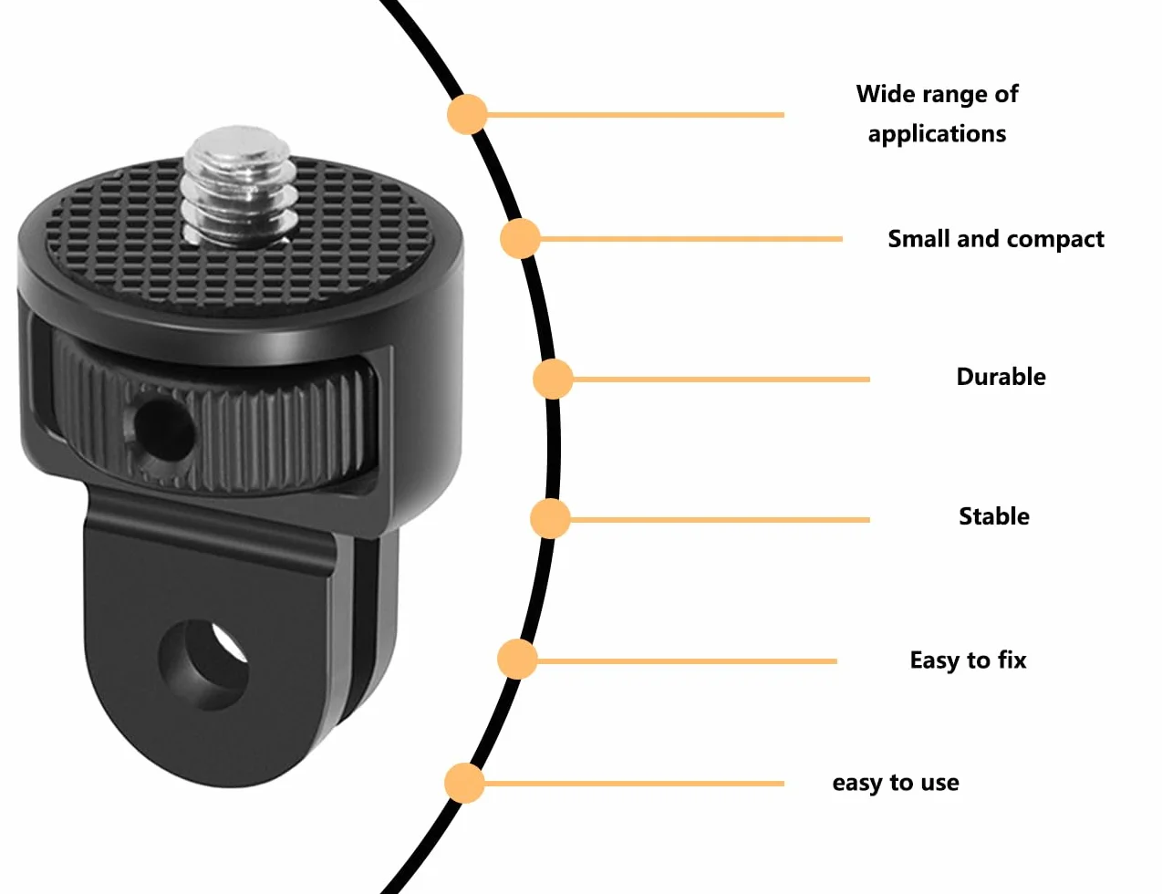 KAPSING 1/4 cala obrót 360° adapter gwintu do statywu akcesoria do aparatu kompatybilny z Gopro Insta 360 X2 X3