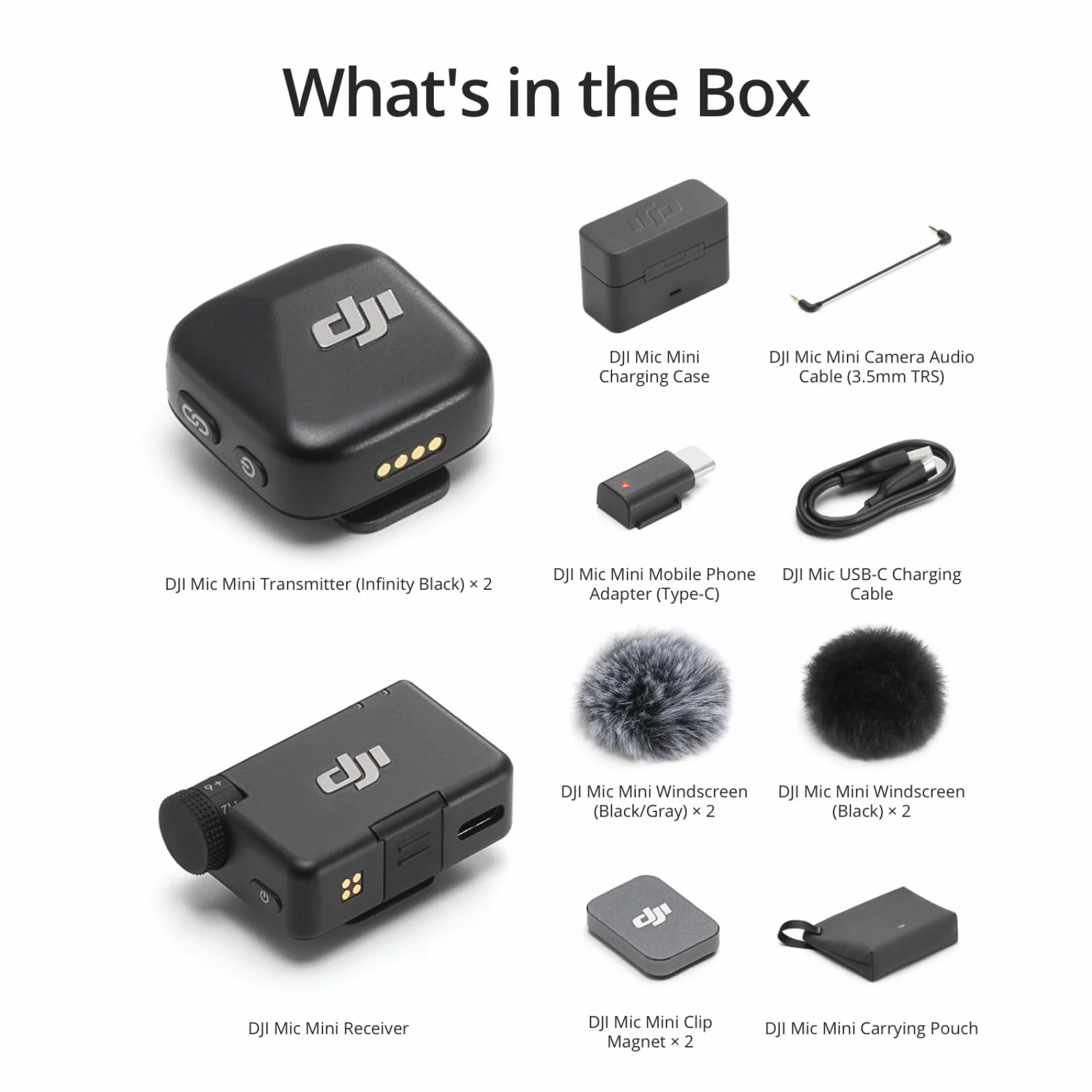 DJI Mini Mikrofon Bezprzewodowy 2 TX + 1 RX HQ Audio Redukcja Szumów 48h