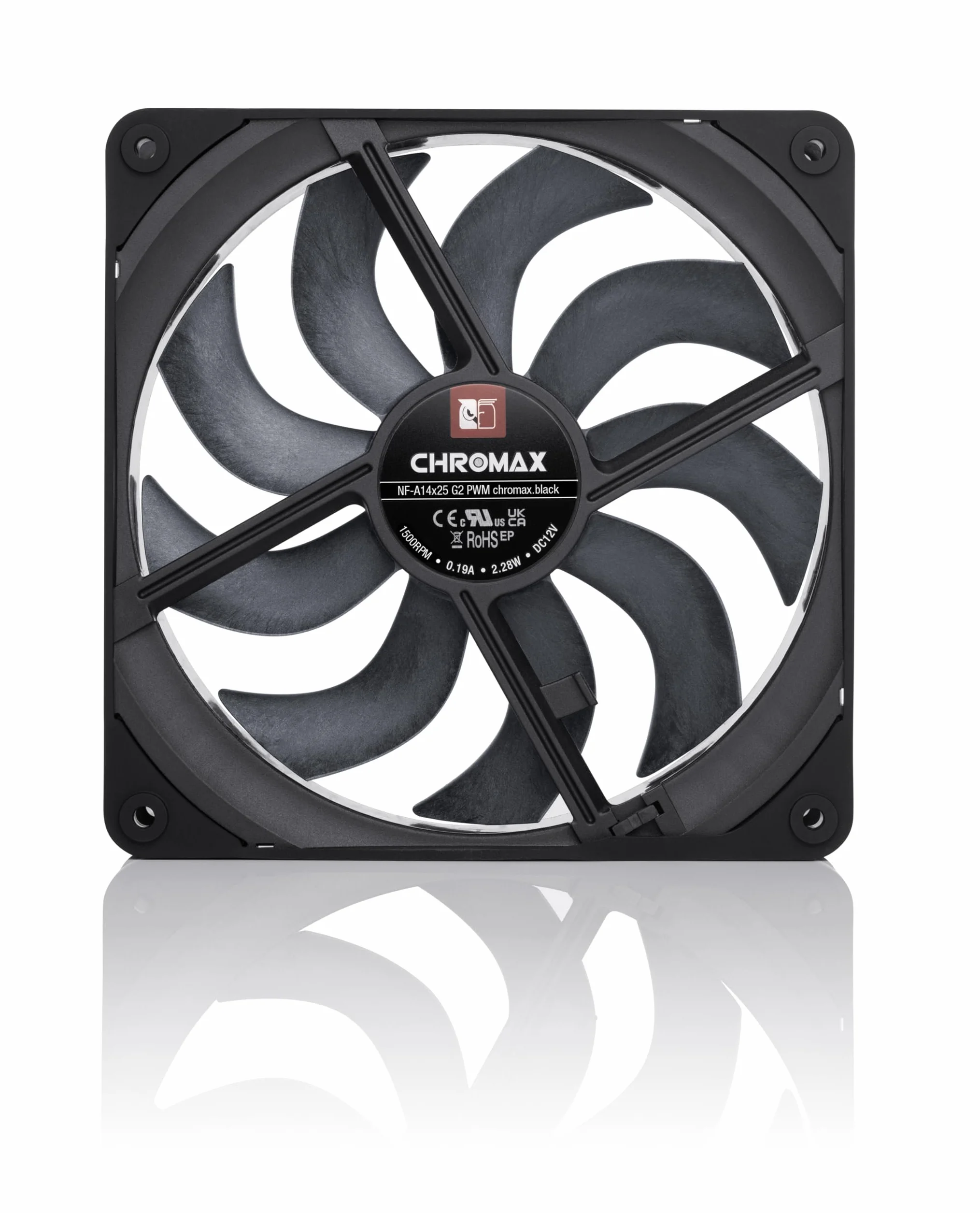 Noctua NF-A14x25 G2 PWM chromax.black 140mm Cichy Wentylator Komputerowy 4-Pin Czarny