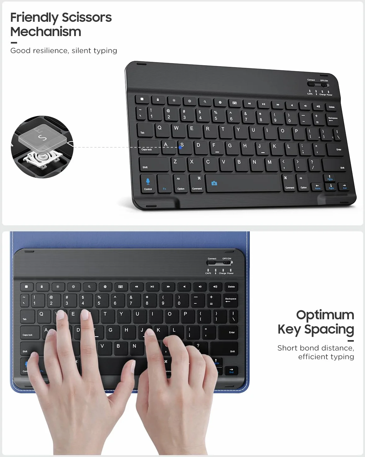 MoKo Universal Tablet Case with QWERTY Bluetooth Keyboard for 9-11 Tablets, Pen Holder, Dark Blue