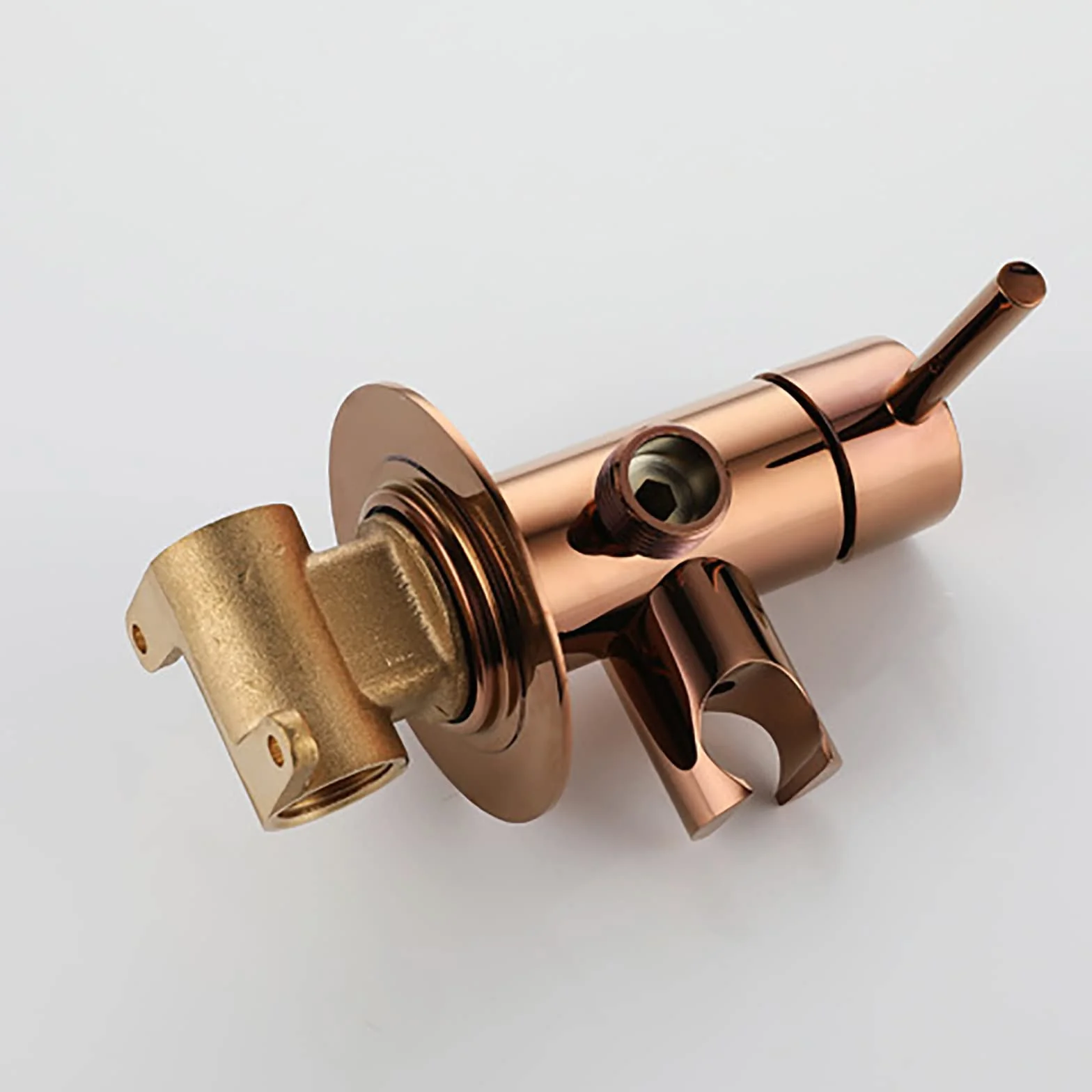 Rose Gold Handheld Bidet Zestaw opryskiwaczy z montażem ściennym Pojedynczy uchwyt mosiężna bidet zestaw rozpylaczy dla pieluszek zawiera 150 cm wąż prysznicowy i okrągłą głowę LWX