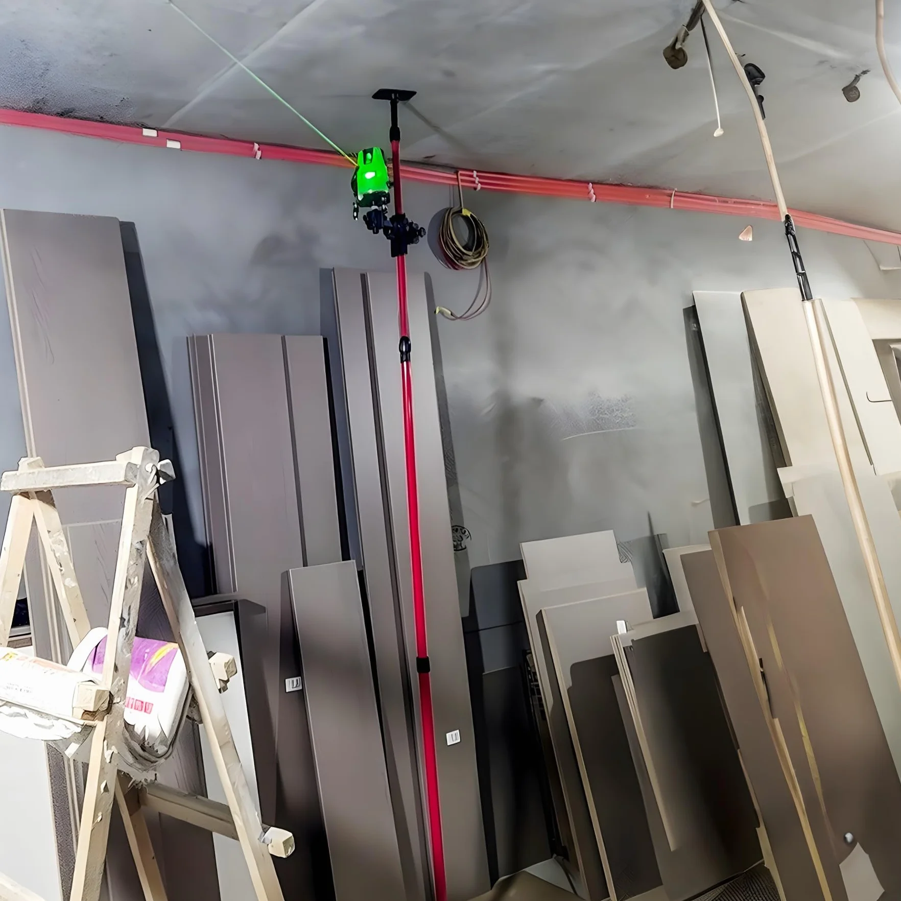 Retoo Drążek teleskopowy 300 cm, do lasera, bez wiercenia, regulowany drążek, uchwyt przedłużający 1/4" do gwintu laserowego, obrotowa platforma 360°, z antypoślizgowym podnóżkiem i stabilną ekspansją